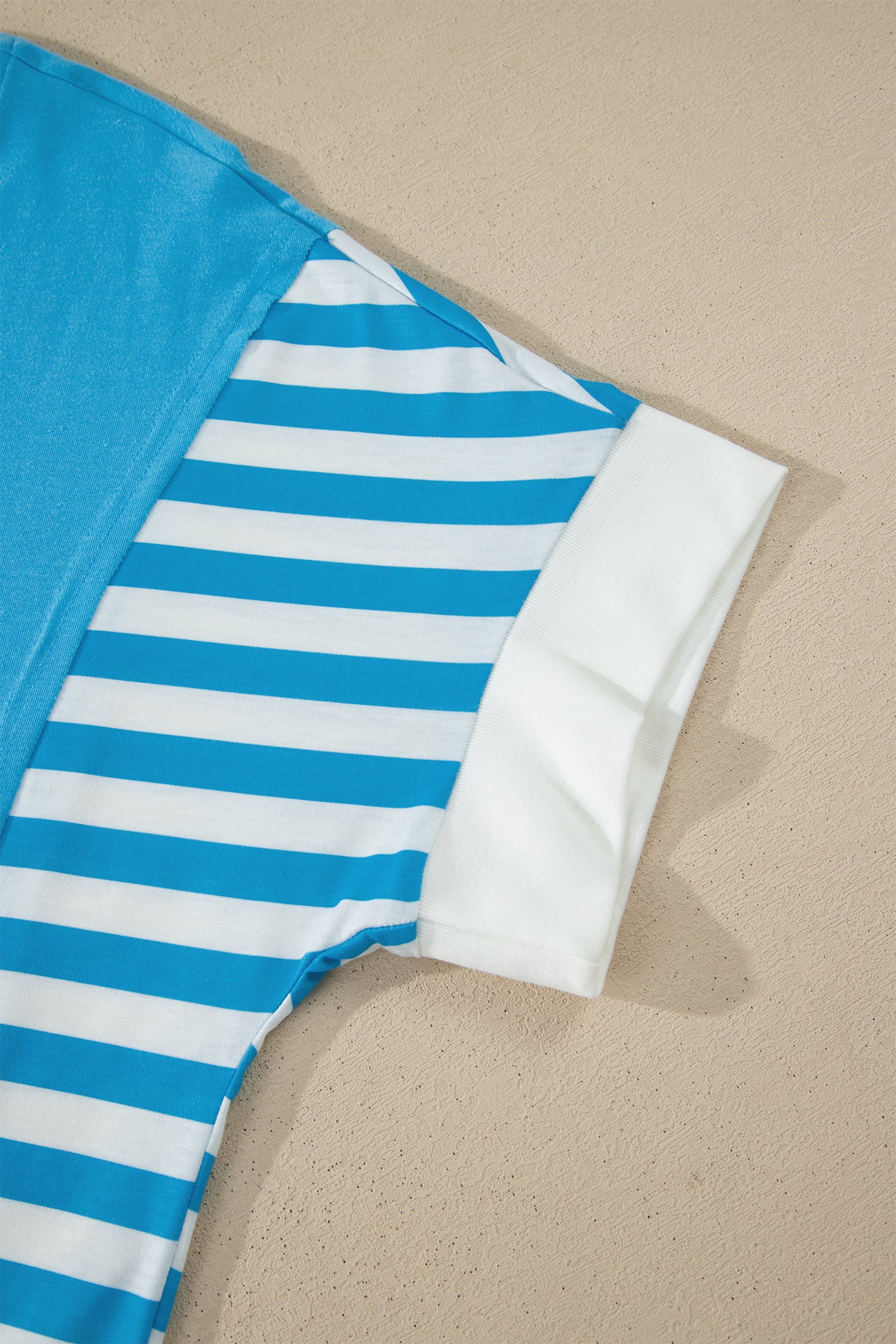 Light Blue Flag Print Patchwork Colorblock July 4th T Shirt-Tops/Tops & Tees-[Adult]-[Female]-2022 Online Blue Zone Planet