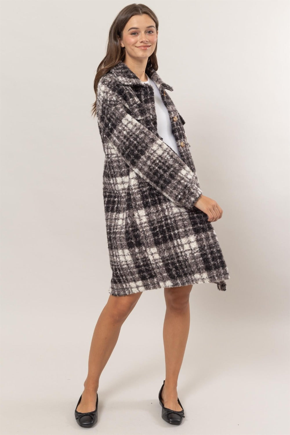 Blue Zone Planet | HYFVE Plaid Button Down Longline Shacket-TOPS / DRESSES-[Adult]-[Female]-2022 Online Blue Zone Planet