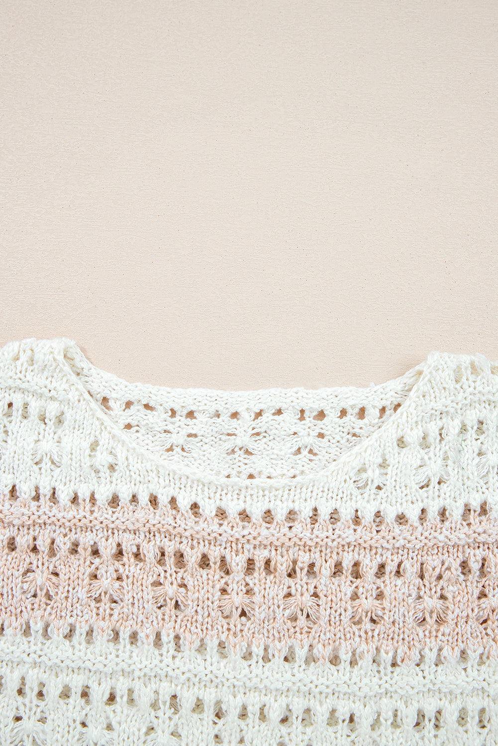 Pink Hollow-out Colorblock Drop Shoulder Casual Sweater-TOPS / DRESSES-[Adult]-[Female]-2022 Online Blue Zone Planet