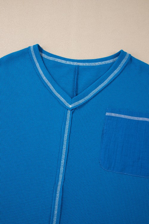 Lace Patchwork Sleeve Stitching V Neck Top-TOPS / DRESSES-[Adult]-[Female]-2022 Online Blue Zone Planet