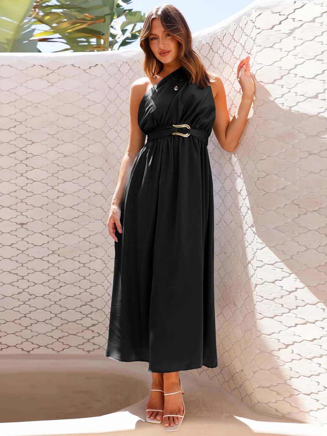 Single Shoulder Midi Dress-TOPS / DRESSES-[Adult]-[Female]-2022 Online Blue Zone Planet