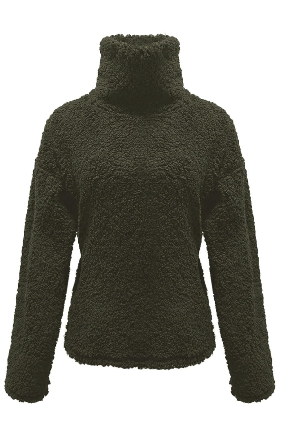 Fuzzy Turtleneck Long Sleeve Sweatshirt-TOPS / DRESSES-[Adult]-[Female]-2022 Online Blue Zone Planet