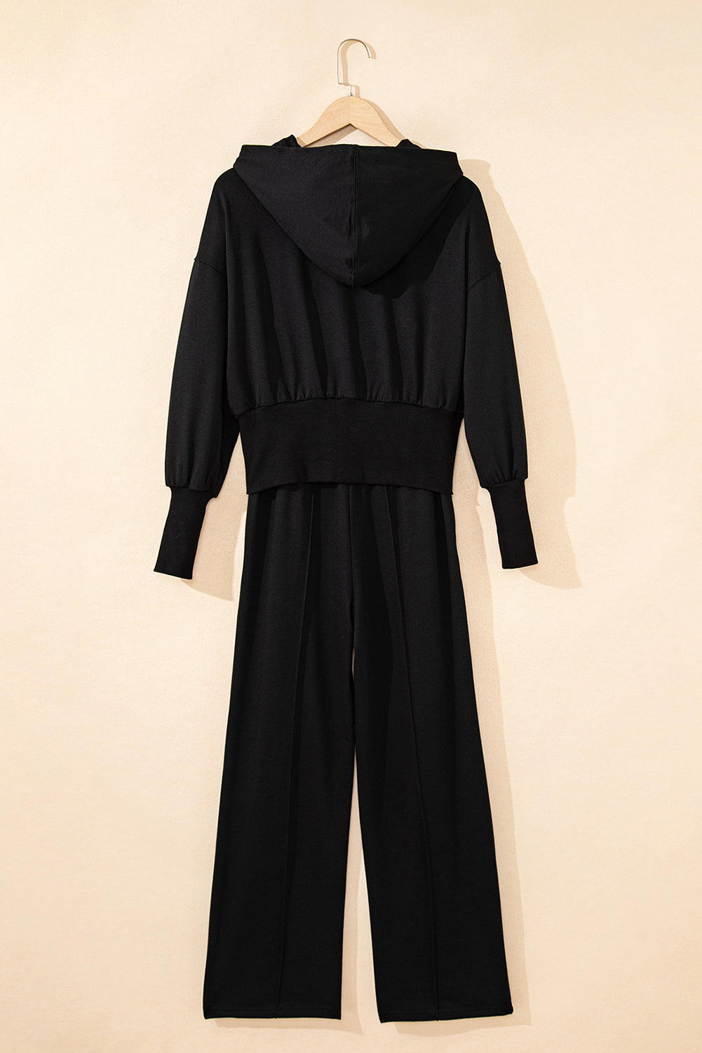 Black Double Zipper Hooded Jacket and Sweatpants Active Set-Tops / Dresses-[Adult]-[Female]-2022 Online Blue Zone Planet