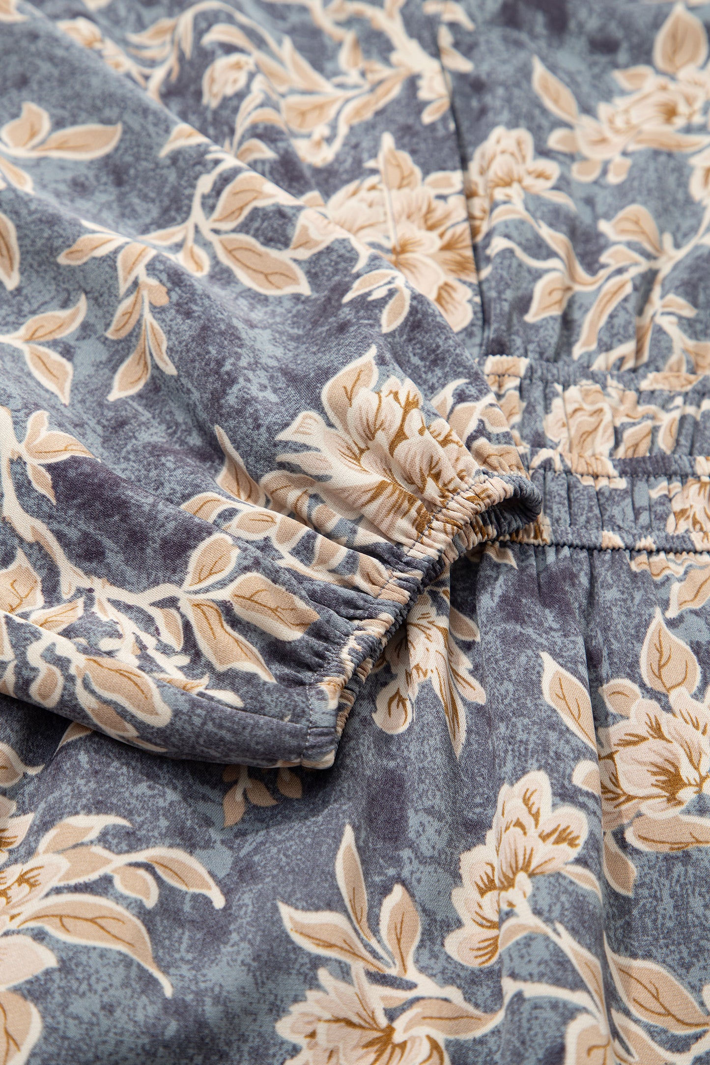 Sky Blue Floral Print Smocked High Waist Long Sleeve Maxi Dress-TOPS / DRESSES-[Adult]-[Female]-2022 Online Blue Zone Planet