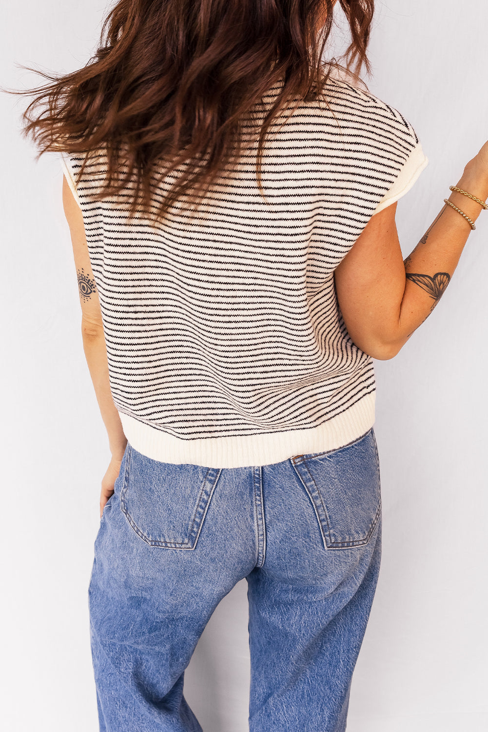 Black Stripe Contrast Trim Cap Sleeve Button Down Casual Cardigan-TOPS / DRESSES-[Adult]-[Female]-2022 Online Blue Zone Planet