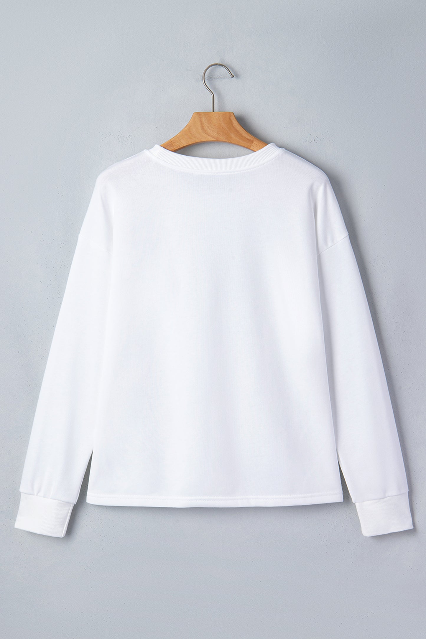 White Solid Color Dropped Shoulder Long Sleeve Top-Tops/Long Sleeve Tops-[Adult]-[Female]-2022 Online Blue Zone Planet