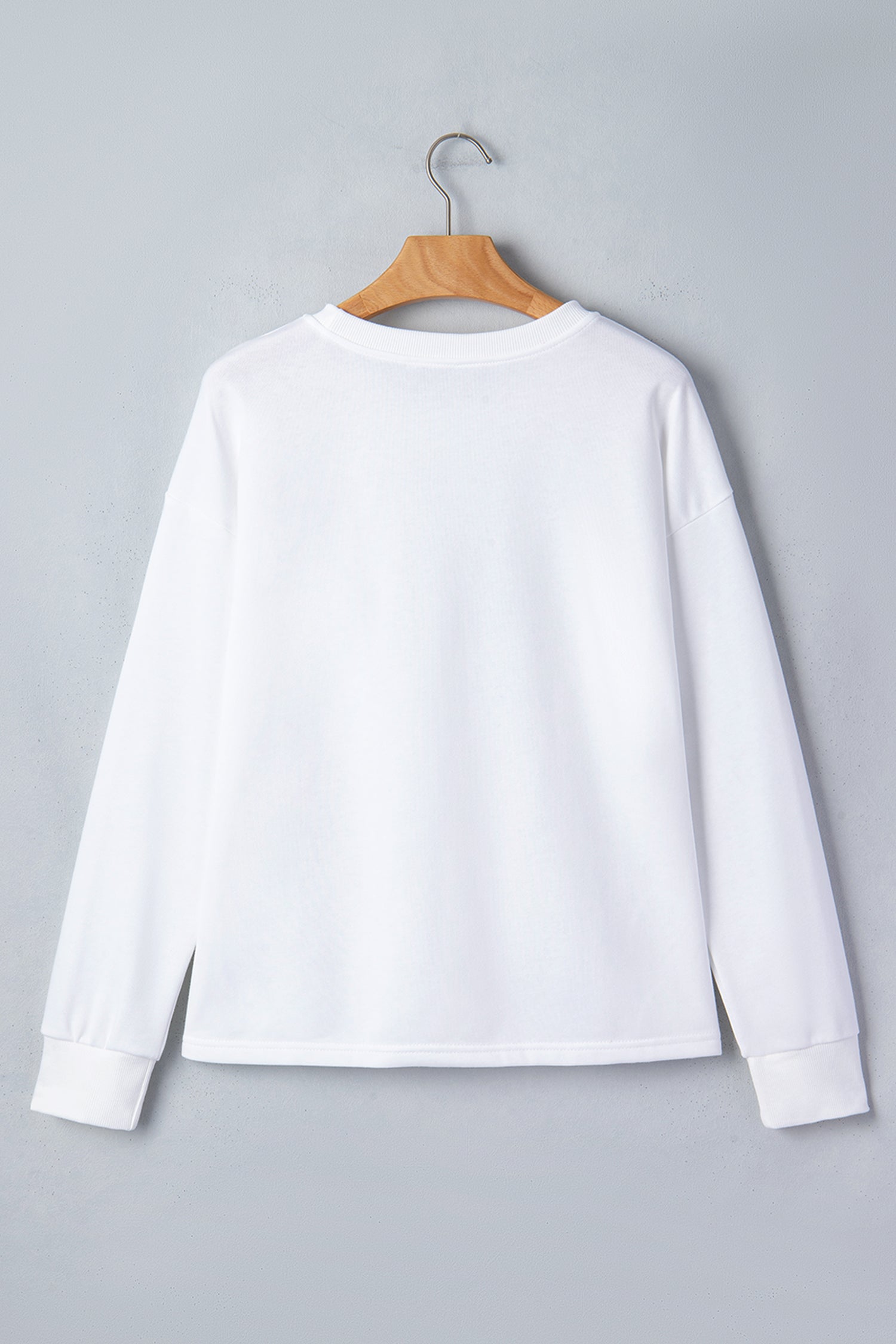 White Solid Color Dropped Shoulder Long Sleeve Top-Tops/Long Sleeve Tops-[Adult]-[Female]-2022 Online Blue Zone Planet