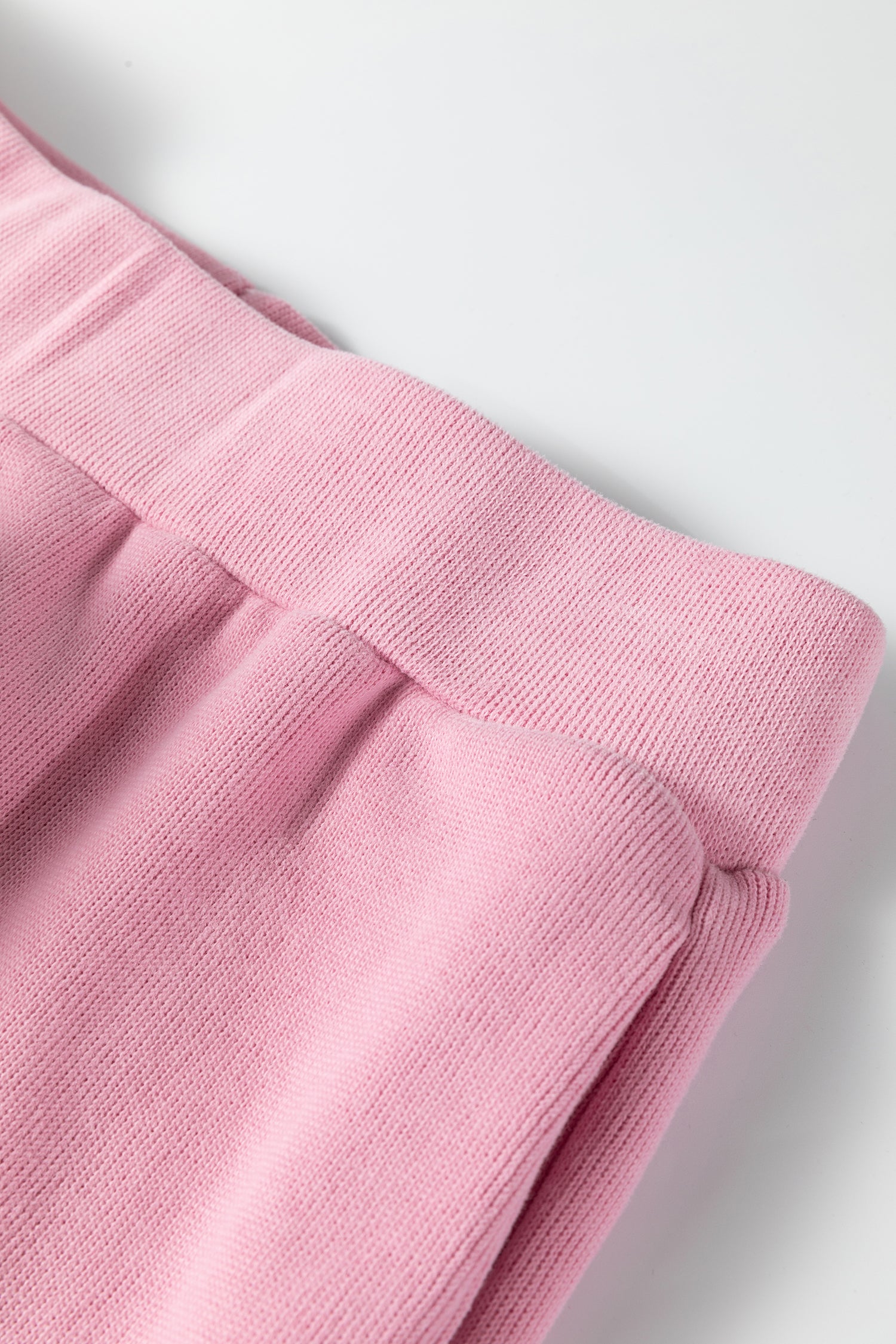 Pink Textured Knit High Neck Loose Tee Elastic Waist Loose Pant Set-Two Piece Sets/Pant Sets-[Adult]-[Female]-2022 Online Blue Zone Planet