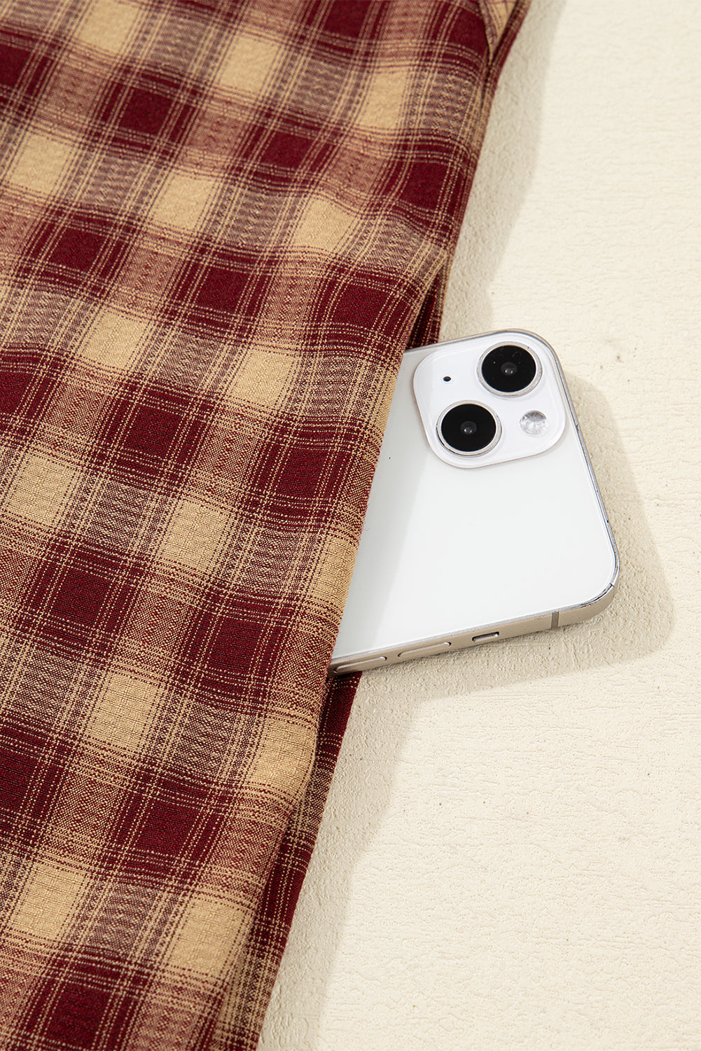 Red Plaid Print Ruffled Long Sleeve Patchwork Hem Mini Shirt Dress-TOPS / DRESSES-[Adult]-[Female]-2022 Online Blue Zone Planet