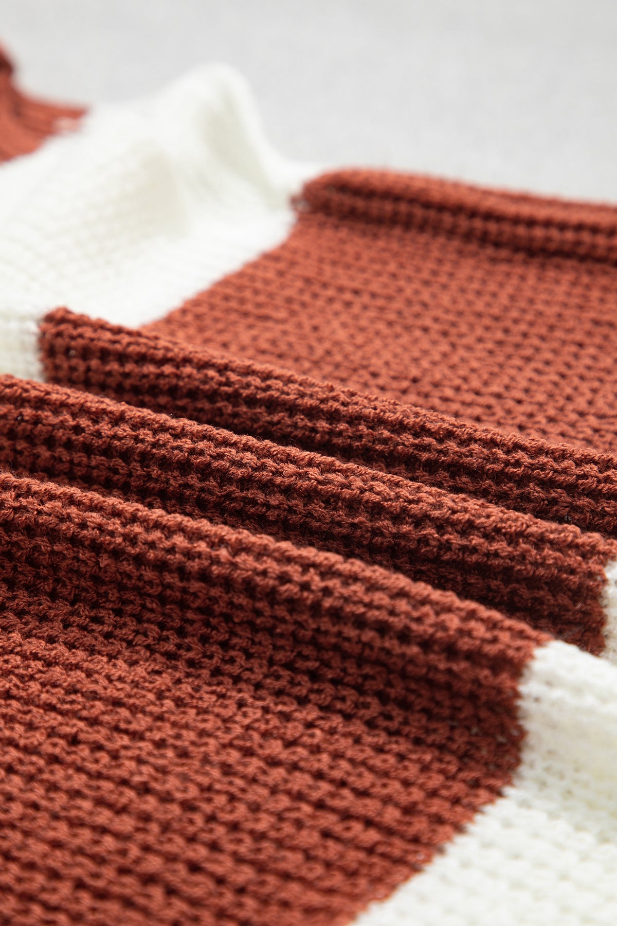 Brown Stripe Striped Colorblock Knit V Neck Short Sleeve Loose Sweater-Sweaters & Cardigans/Short Sleeve Sweaters-[Adult]-[Female]-2022 Online Blue Zone Planet
