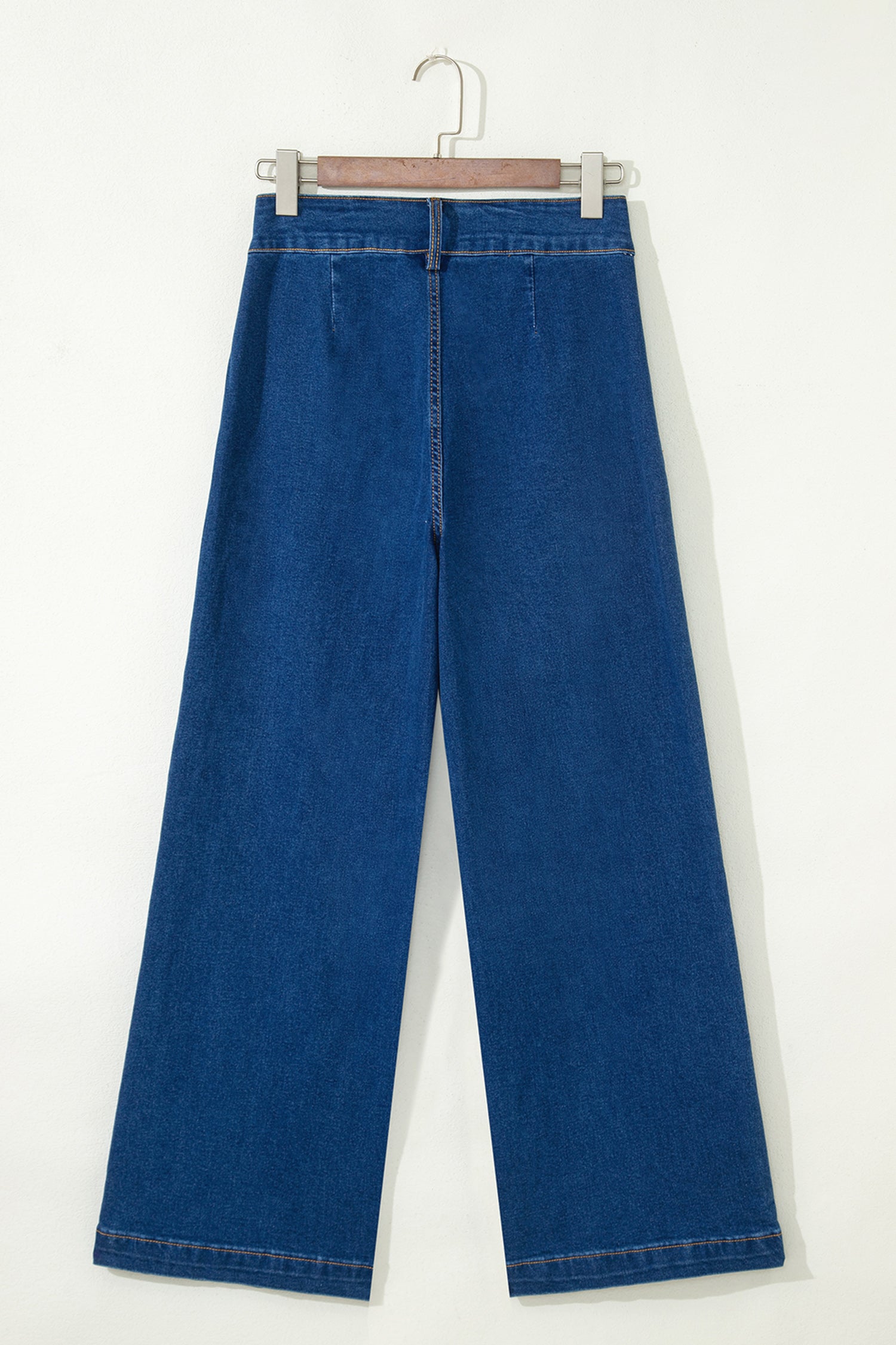 Sail Blue Hardware Decor Patched Pockets Wide Leg Denim Pants-Bottoms/Pants & Culotte-[Adult]-[Female]-2022 Online Blue Zone Planet