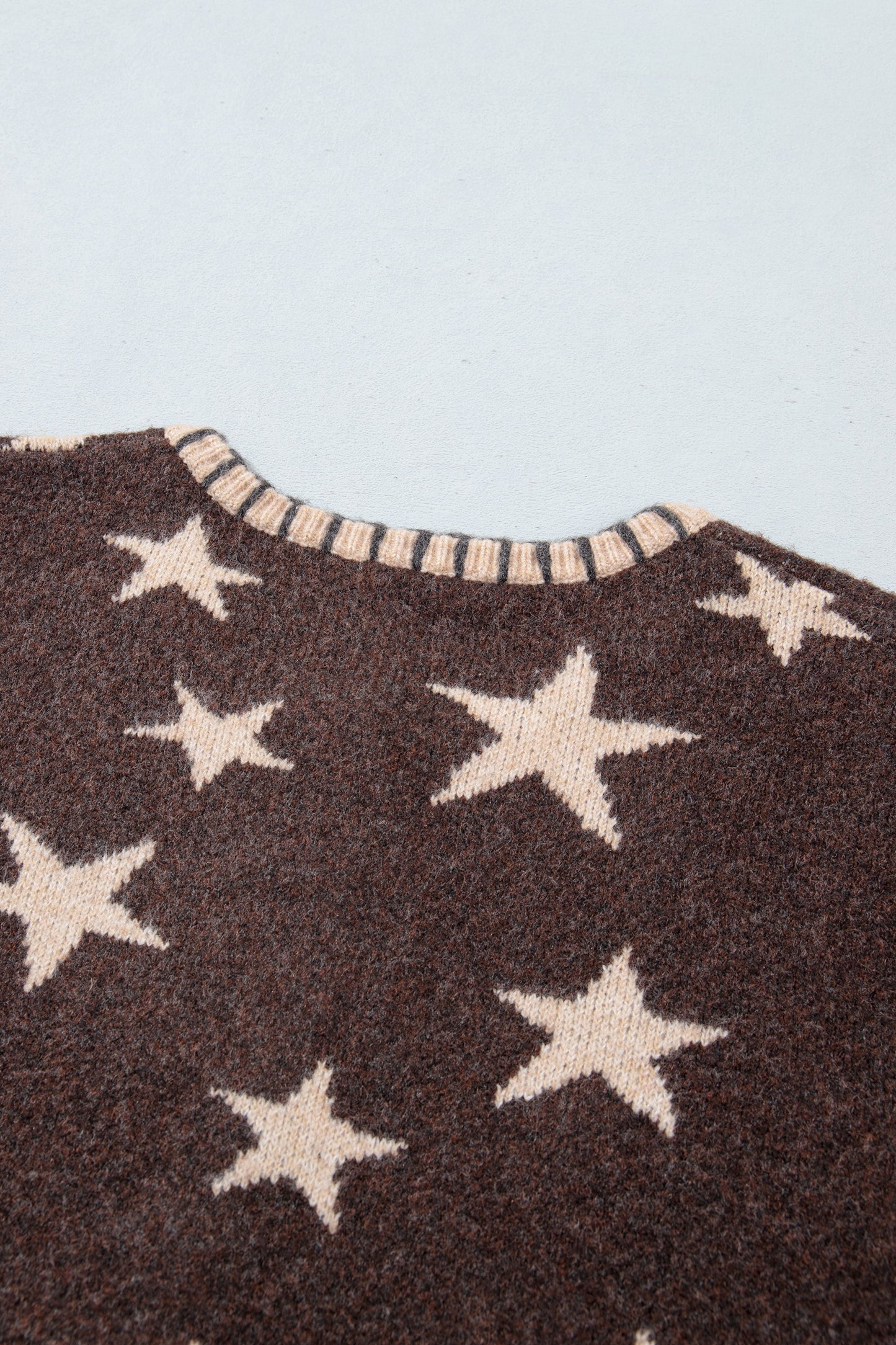 Brown Stars Pattern Colorblock Long Sleeve Shift Cardigan-Sweaters & Cardigans/Cardigans-[Adult]-[Female]-2022 Online Blue Zone Planet