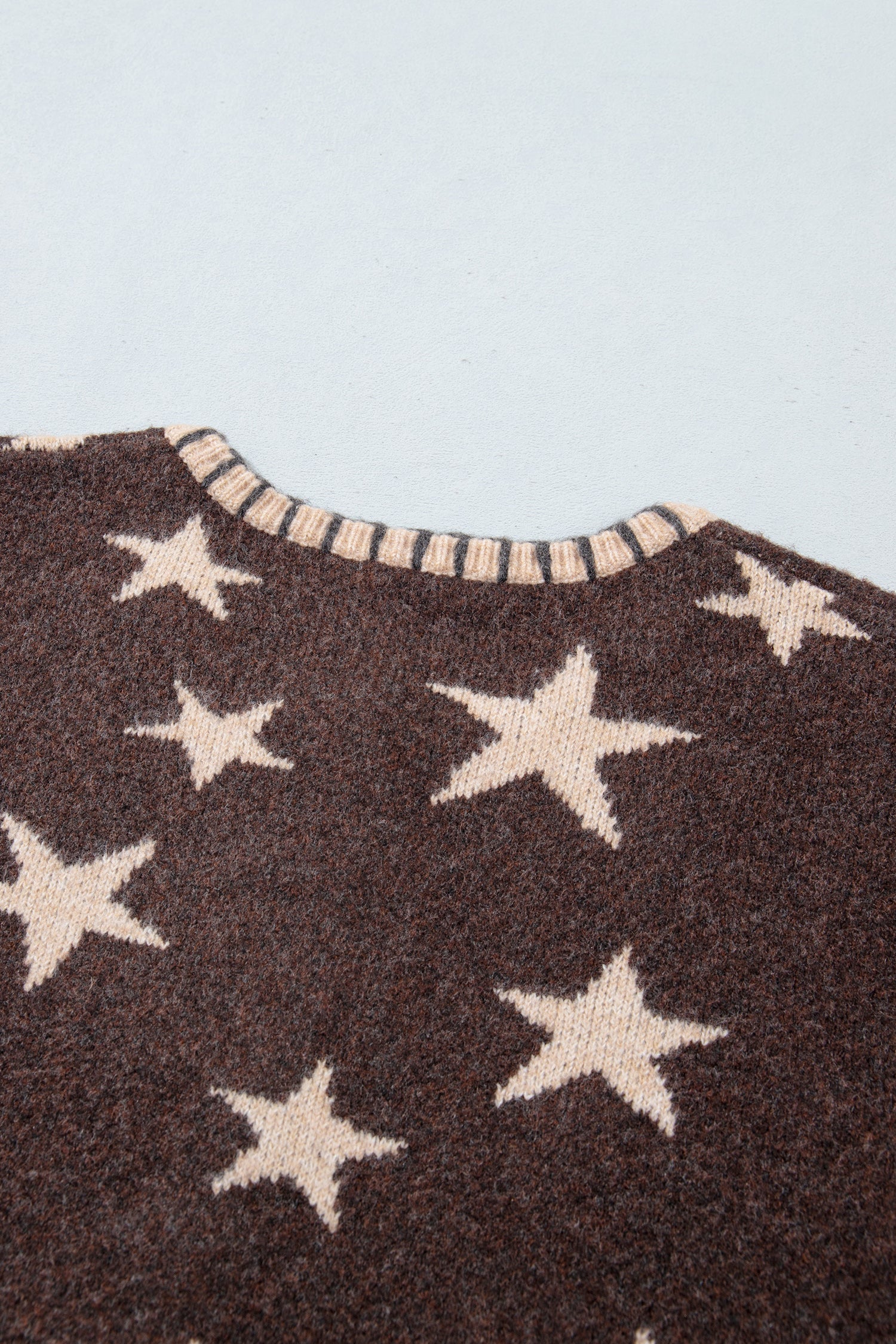 Brown Stars Pattern Colorblock Long Sleeve Shift Cardigan-Sweaters & Cardigans/Cardigans-[Adult]-[Female]-2022 Online Blue Zone Planet
