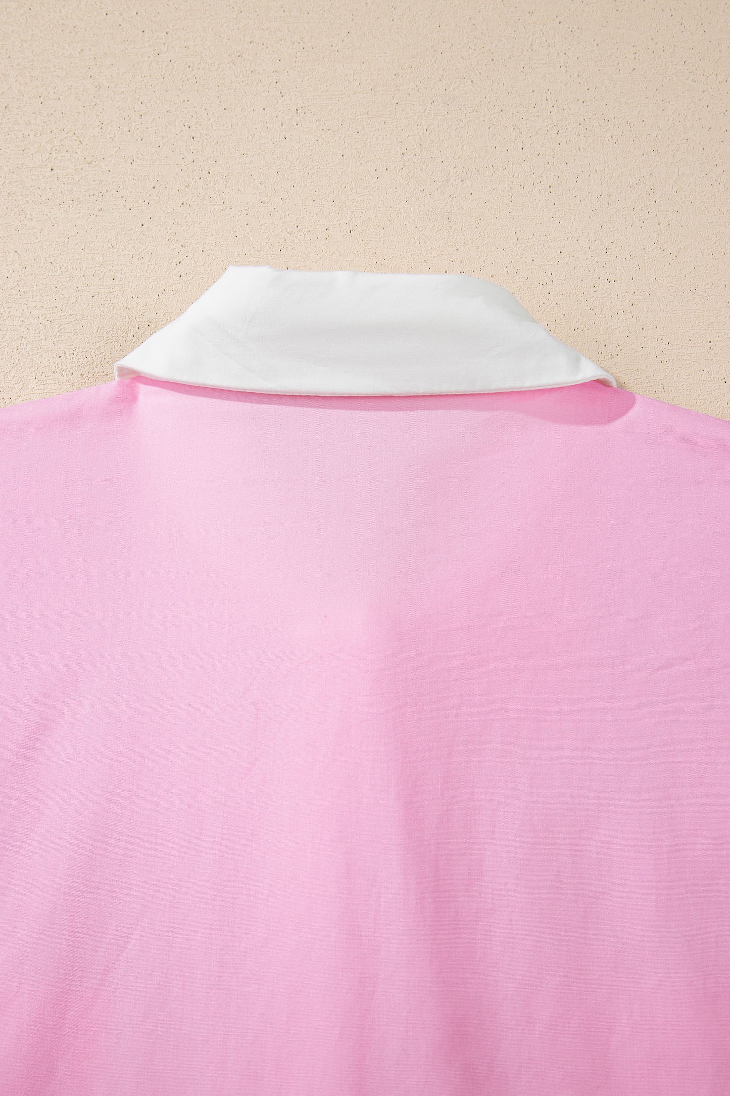 Pink Hollow-out Floral Contrast Patchwork Short Sleeve Button Up Shirt-Tops/Blouses & Shirts-[Adult]-[Female]-2022 Online Blue Zone Planet