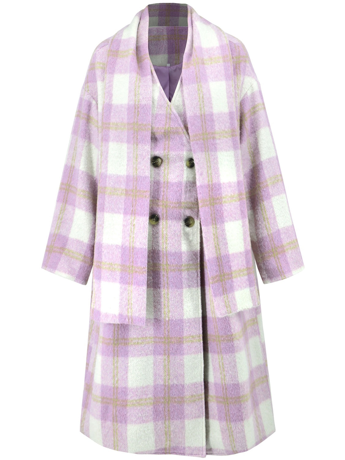 Blue Zone Planet | Plaid Button Up Long Sleeve Coat-TOPS / DRESSES-[Adult]-[Female]-2022 Online Blue Zone Planet