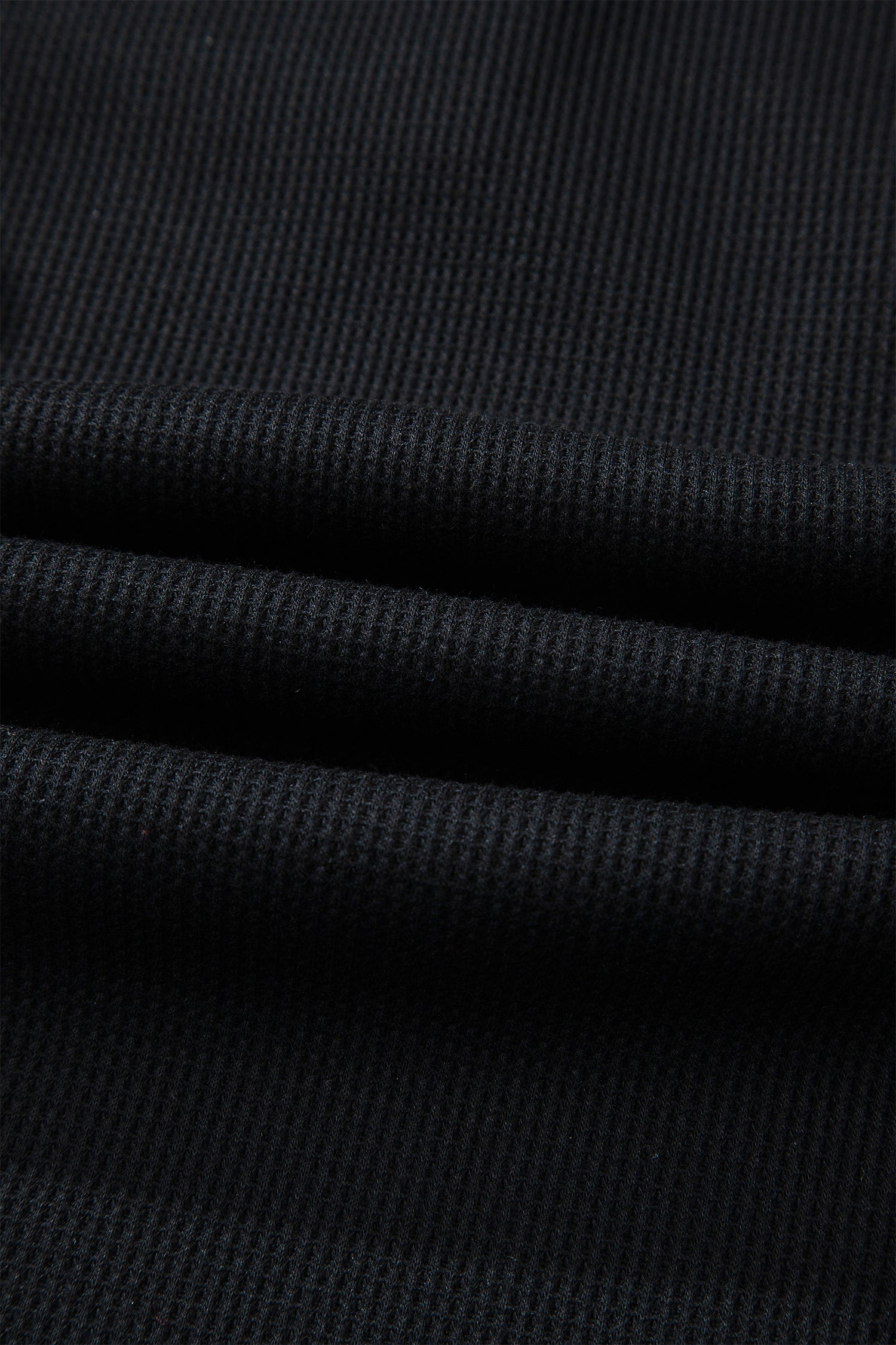 Black Waffle Knit Denim Contrast Trim Patchwork Button Polo Tee Dress-TOPS / DRESSES-[Adult]-[Female]-2022 Online Blue Zone Planet