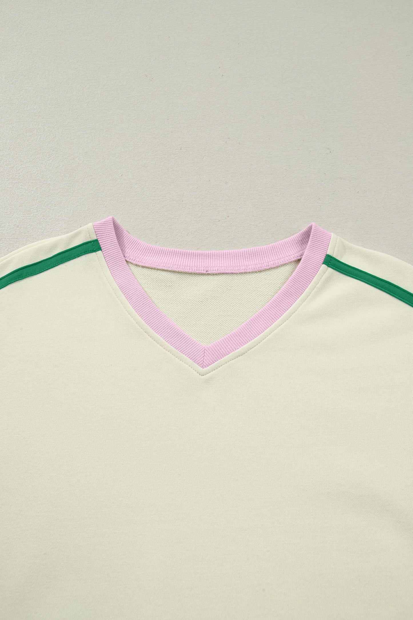 Beige Ribbed Colorblock Trim V Neck Sporty Pullover Mini Skort 2pcs Athleisure Set-Two Piece Sets/Two Piece Dresses-[Adult]-[Female]-2022 Online Blue Zone Planet