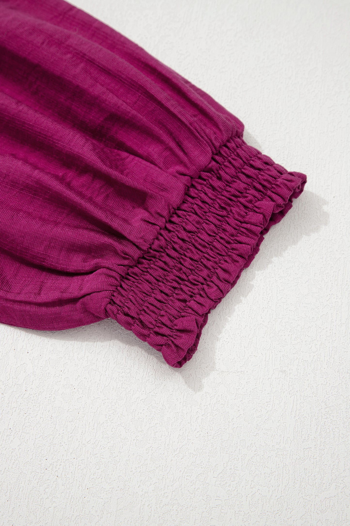 Wild Ginger Plus Size Contrast Trim Button V Neck Puffy Bracelet Sleeve Blouse-Bracelet-[Adult]-[Female]-2022 Online Blue Zone Planet