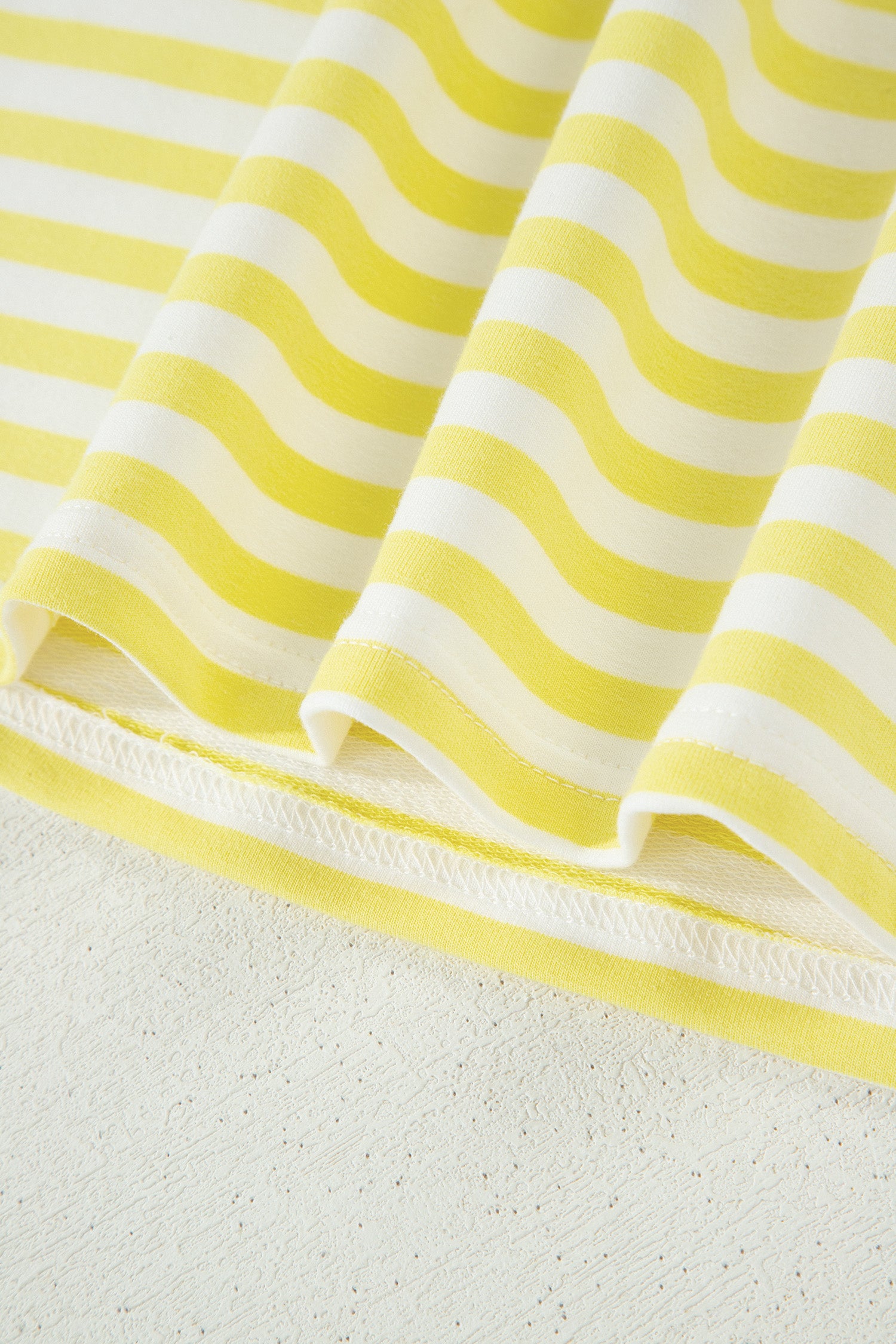 Yellow Stripe Colorblock Trim V Neck Tee Drawstring Elastic Waist Short Set-Two Piece Sets/Short Sets-[Adult]-[Female]-2022 Online Blue Zone Planet