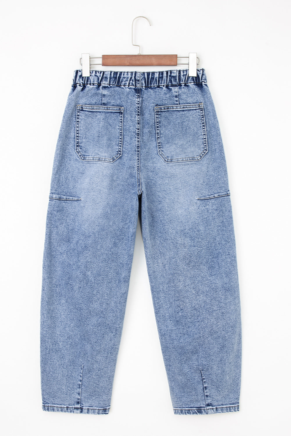 Myosotis Large Patch Pocket Drawstring Paperbag Waist Barrel Jeans-Bottoms/Jeans-[Adult]-[Female]-2022 Online Blue Zone Planet