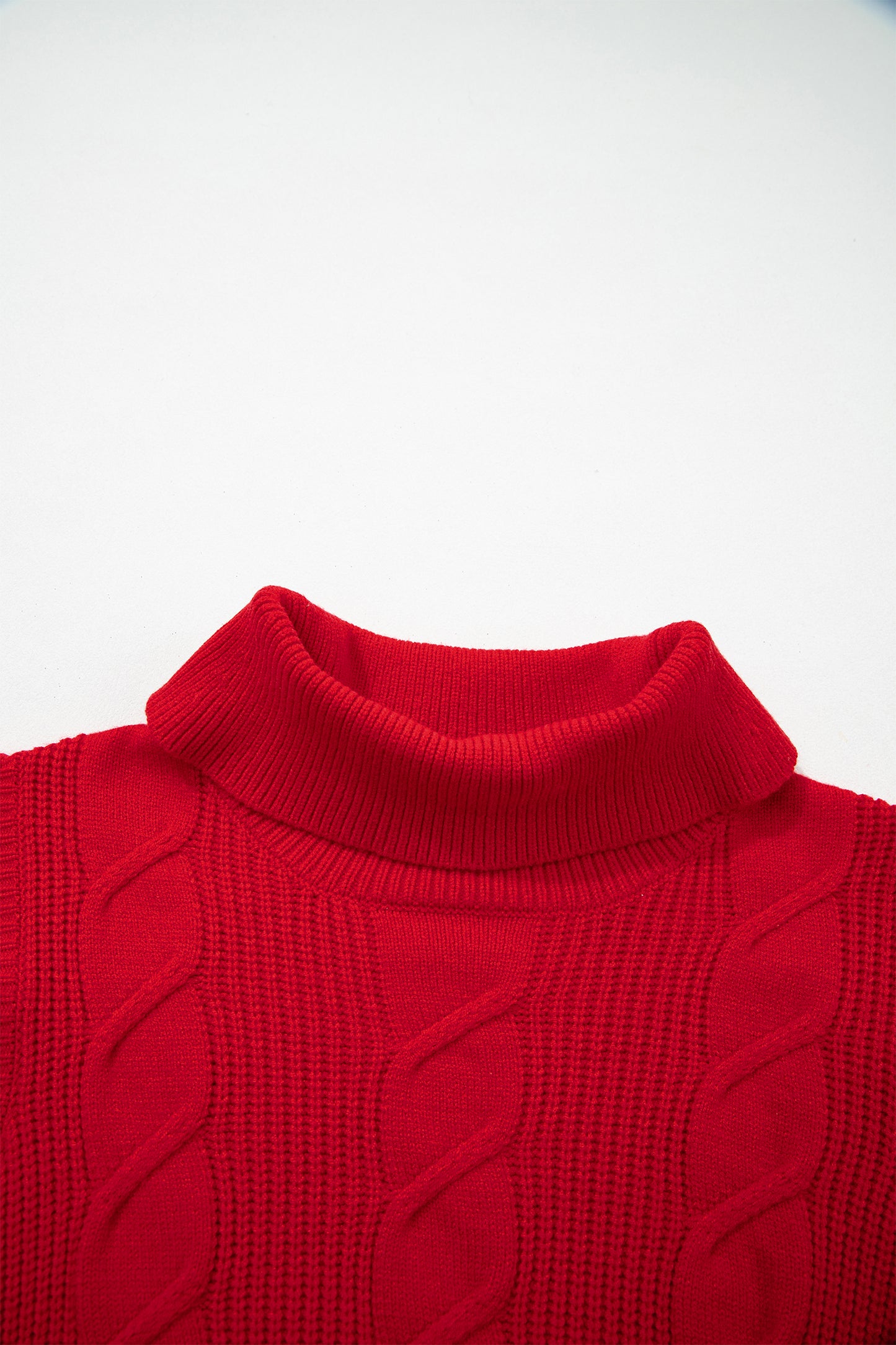 Jet Stream Cable Knit Turtleneck Ruffled Short Sleeve Sweater-Sweaters & Cardigans/Short Sleeve Sweaters-[Adult]-[Female]-2022 Online Blue Zone Planet