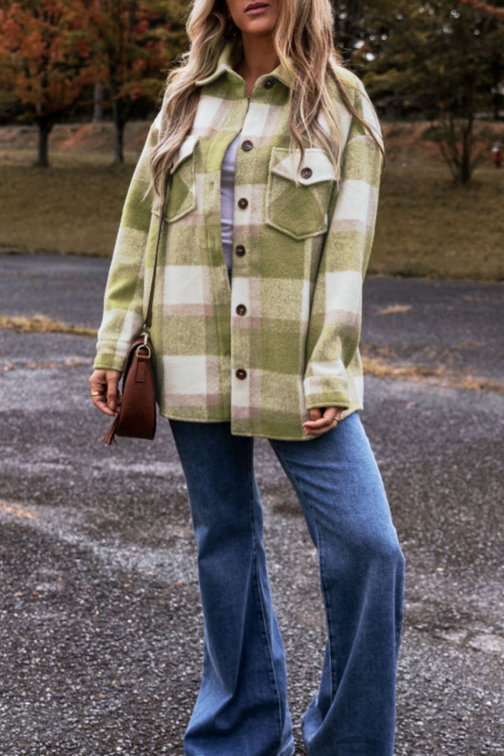 Blue Zone Planet | Pocketed Plaid Collared Neck Shacket-TOPS / DRESSES-[Adult]-[Female]-2022 Online Blue Zone Planet