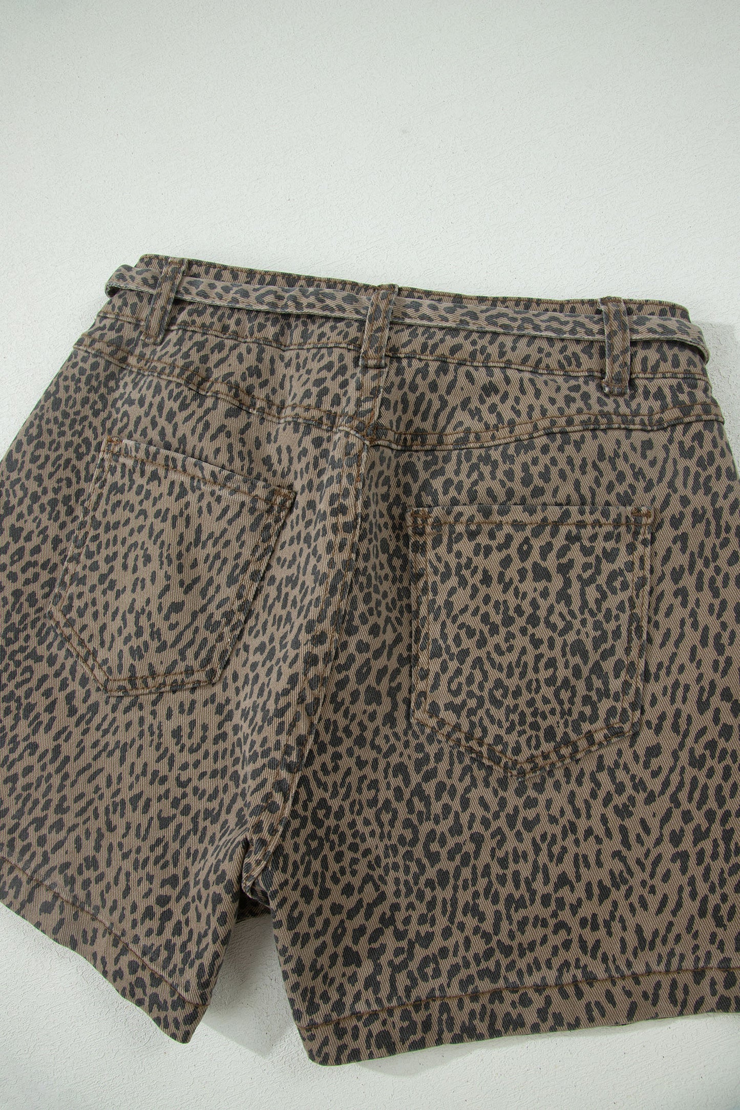 Black Leopard Print Loose Denim Shorts-Bottoms/Denim Shorts-[Adult]-[Female]-2022 Online Blue Zone Planet