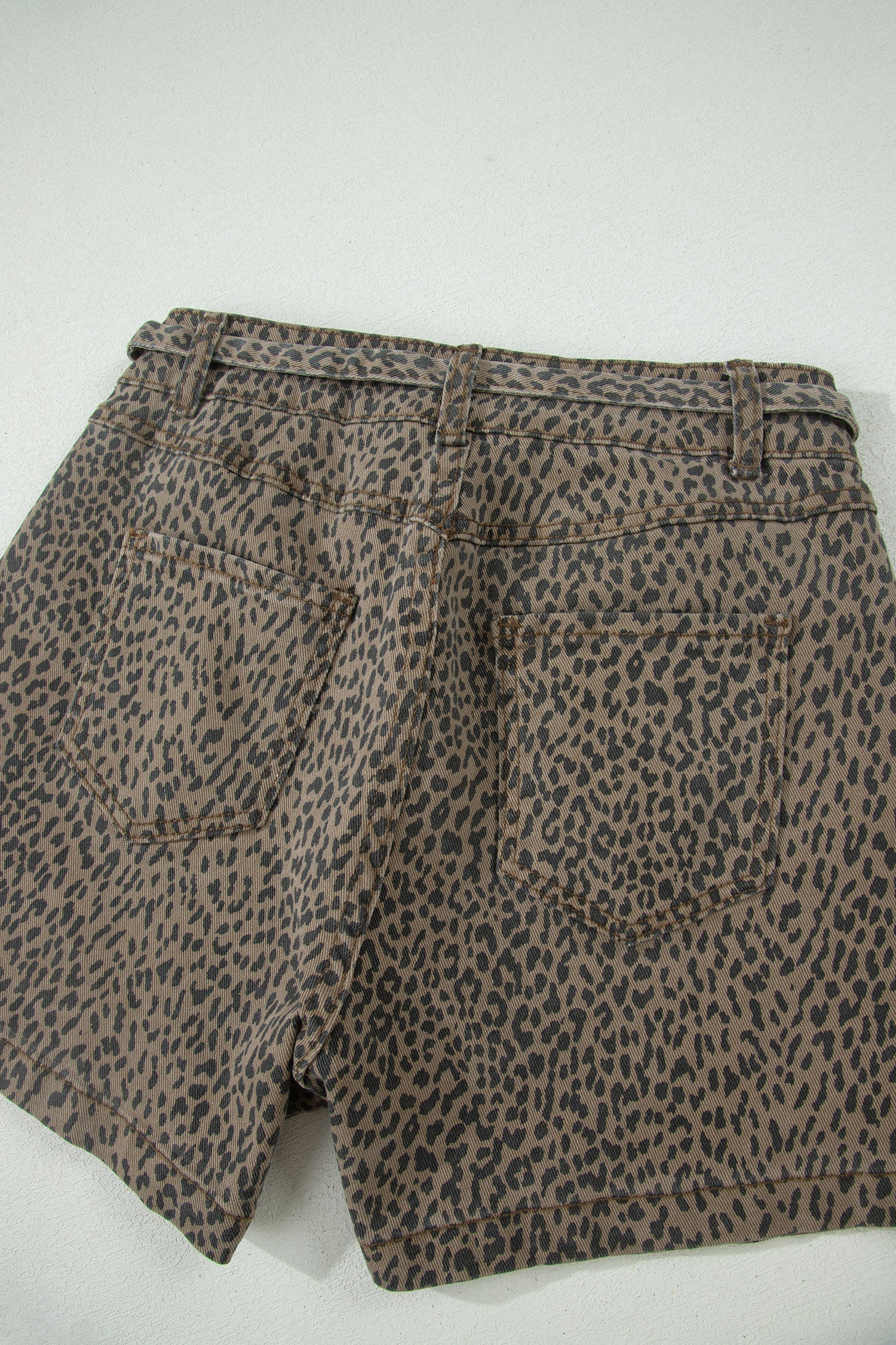 Black Leopard Print Loose Denim Shorts-Bottoms/Denim Shorts-[Adult]-[Female]-2022 Online Blue Zone Planet