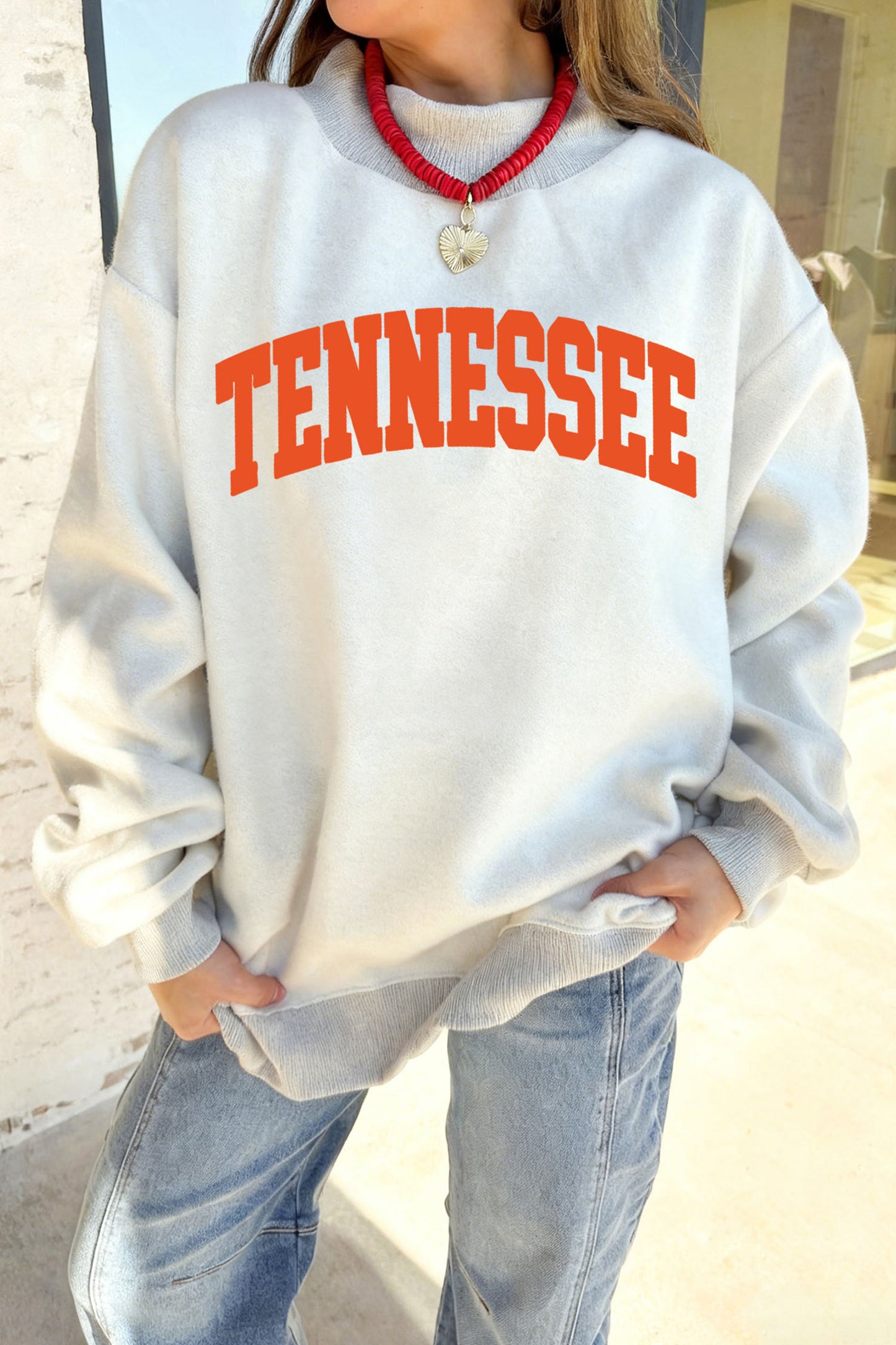 Light Grey TN TENNESSEE Double Printed Reversible Mock Neck Sweatshirt-Graphic/Graphic Sweatshirts-[Adult]-[Female]-2022 Online Blue Zone Planet