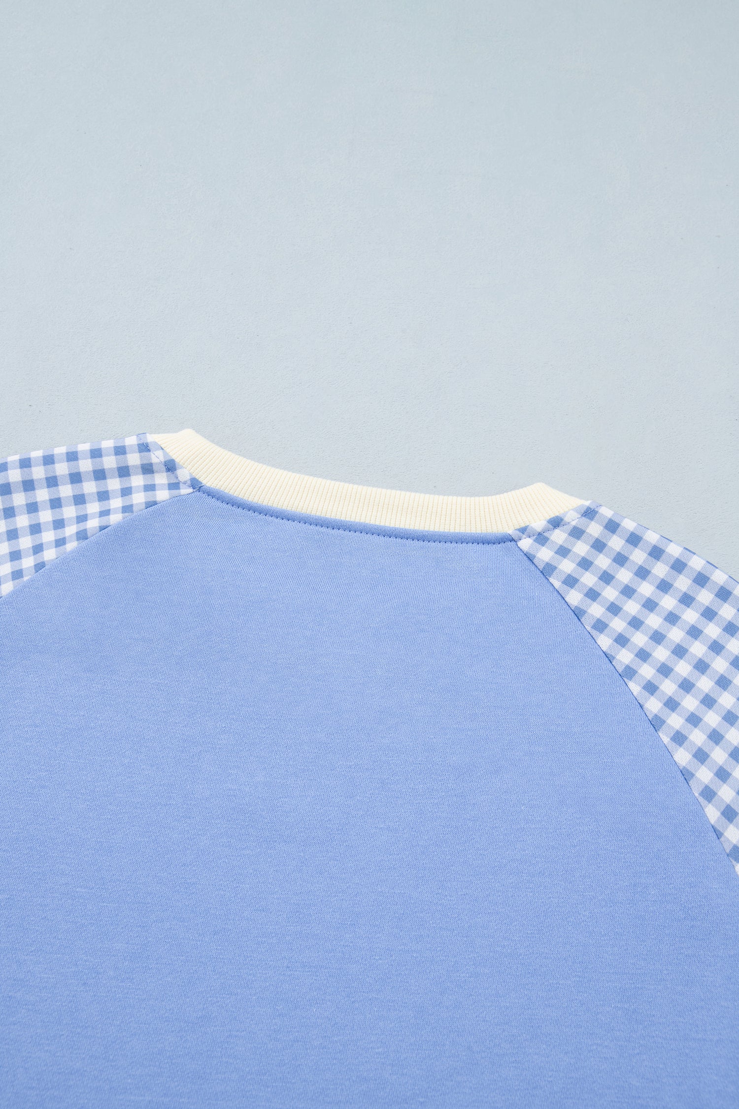 Beige Plaid Sleeve Colorblock Raglan Pullover Sweatshirt-Tops/Sweatshirts & Hoodies-[Adult]-[Female]-2022 Online Blue Zone Planet