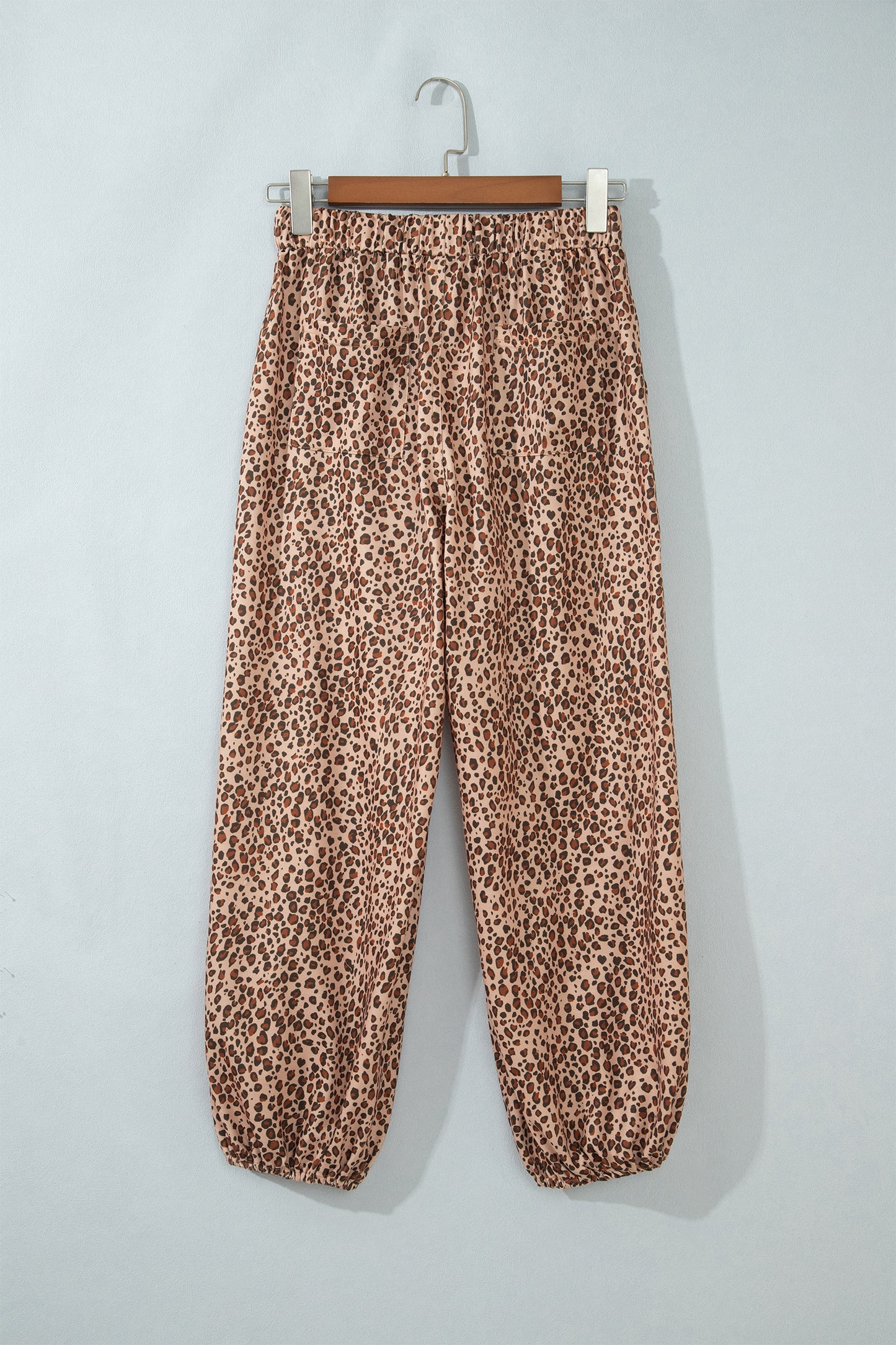 Khaki Leopard Print Drawstring Waist Patch Pockets Pants-Bottoms/Pants & Culotte-[Adult]-[Female]-2022 Online Blue Zone Planet