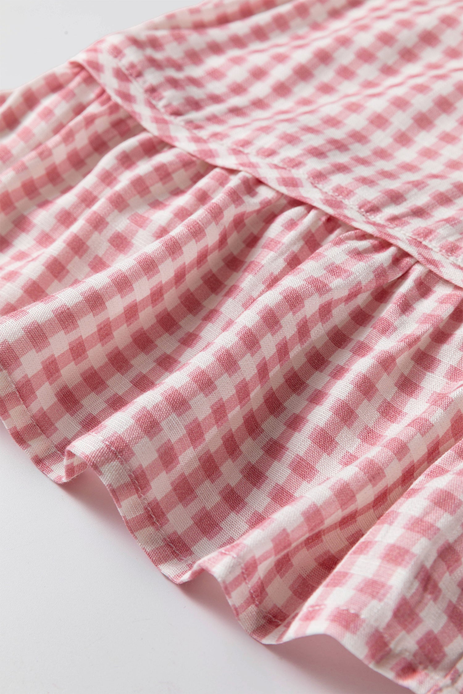 Pink Plaid Half Sleeve Ruffle Hem Button Down Shirt-Tops/Blouses & Shirts-[Adult]-[Female]-2022 Online Blue Zone Planet