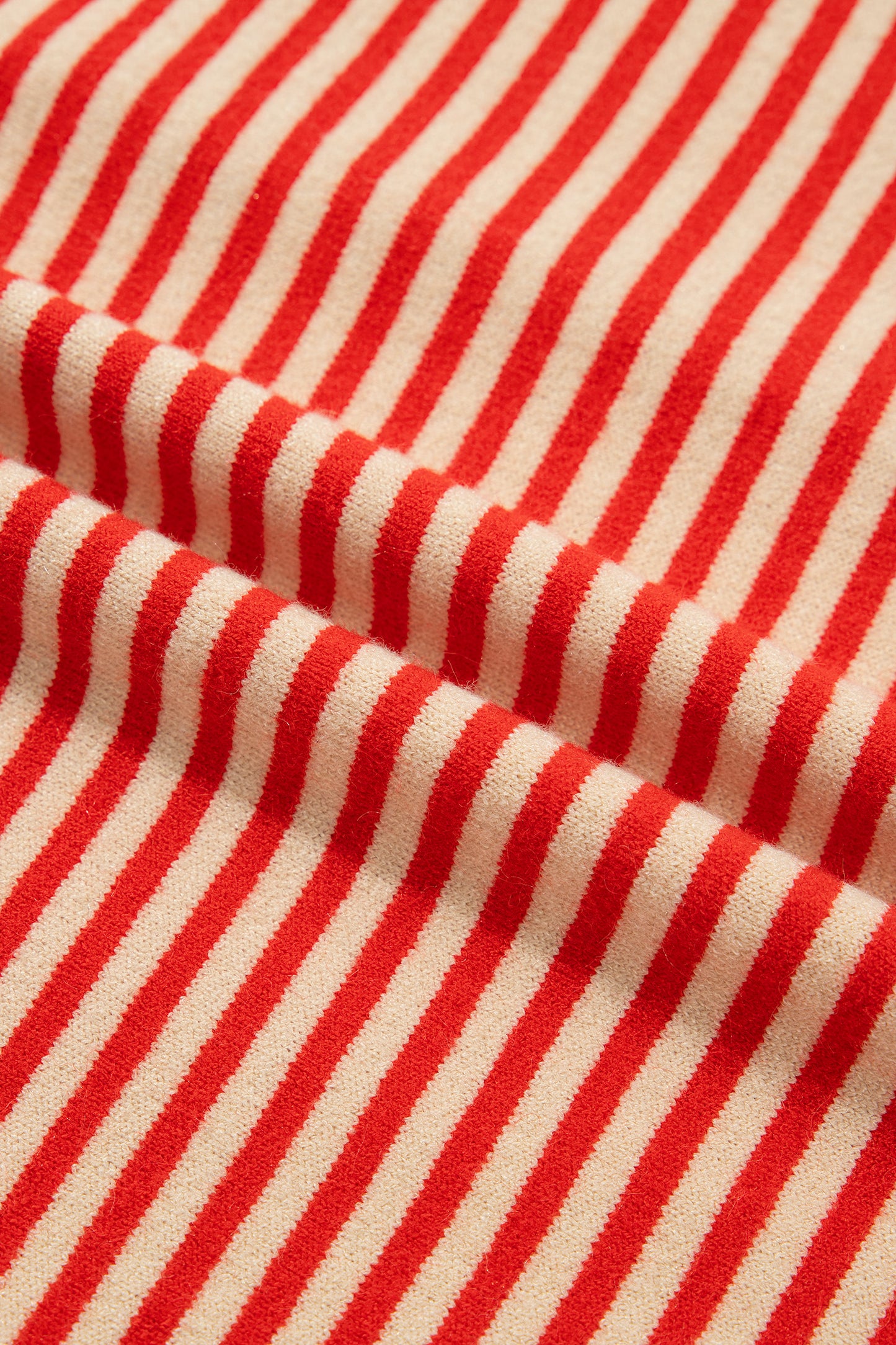 Red Stripe Striped Button Collar Long Sleeve Knit Cardigan-Sweaters & Cardigans/Cardigans-[Adult]-[Female]-2022 Online Blue Zone Planet
