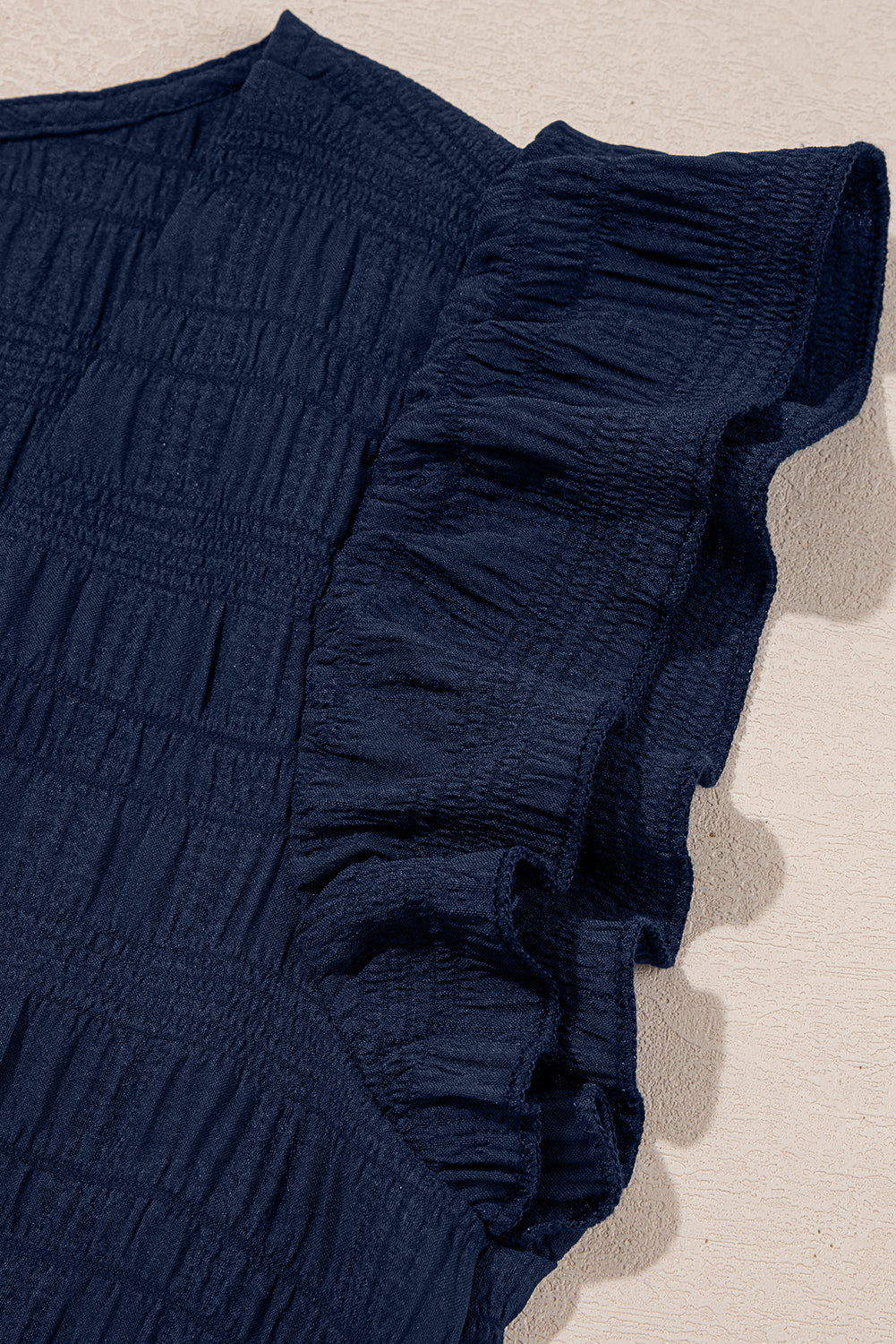 Dirty Blue Textured Square Neck Top And Shirred High Waist Shorts Set-Two Piece Sets/Short Sets-[Adult]-[Female]-2022 Online Blue Zone Planet
