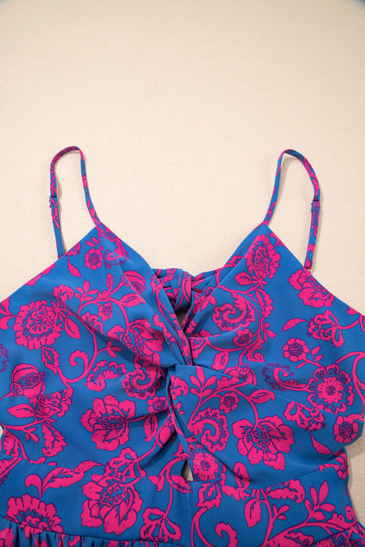 Blue Floral Print Twisted V Neck Tied Backless Maxi Dress-TOPS / DRESSES-[Adult]-[Female]-2022 Online Blue Zone Planet