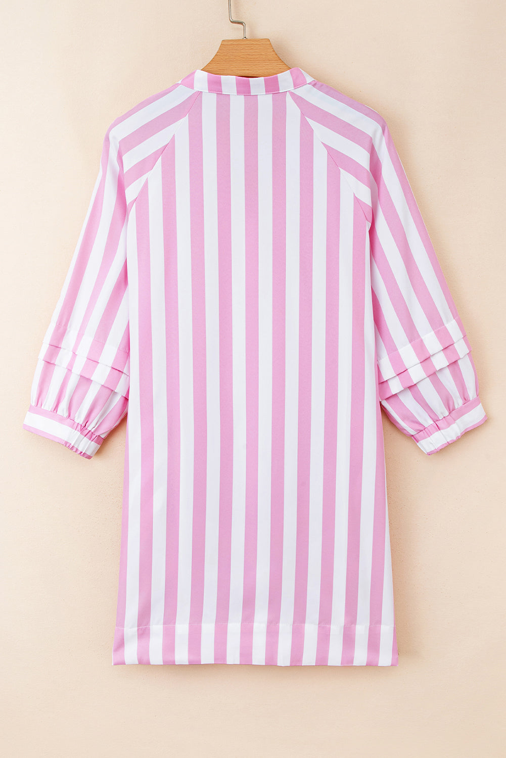 Rose Stripe Bracelet Sleeve Buttons Loose Mini Dress-Bracelet-[Adult]-[Female]-2022 Online Blue Zone Planet