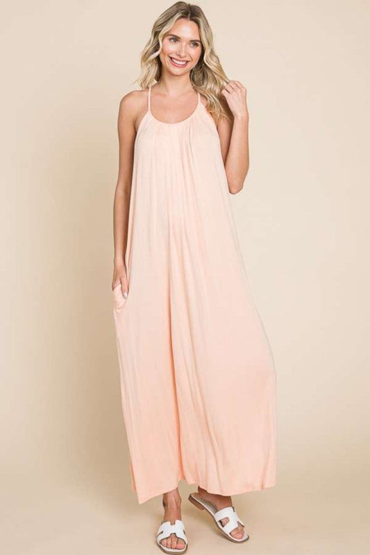 Culture Code Full Size Tie Back Maxi Cami Dress-[Adult]-[Female]-Pink Clay-S-2022 Online Blue Zone Planet