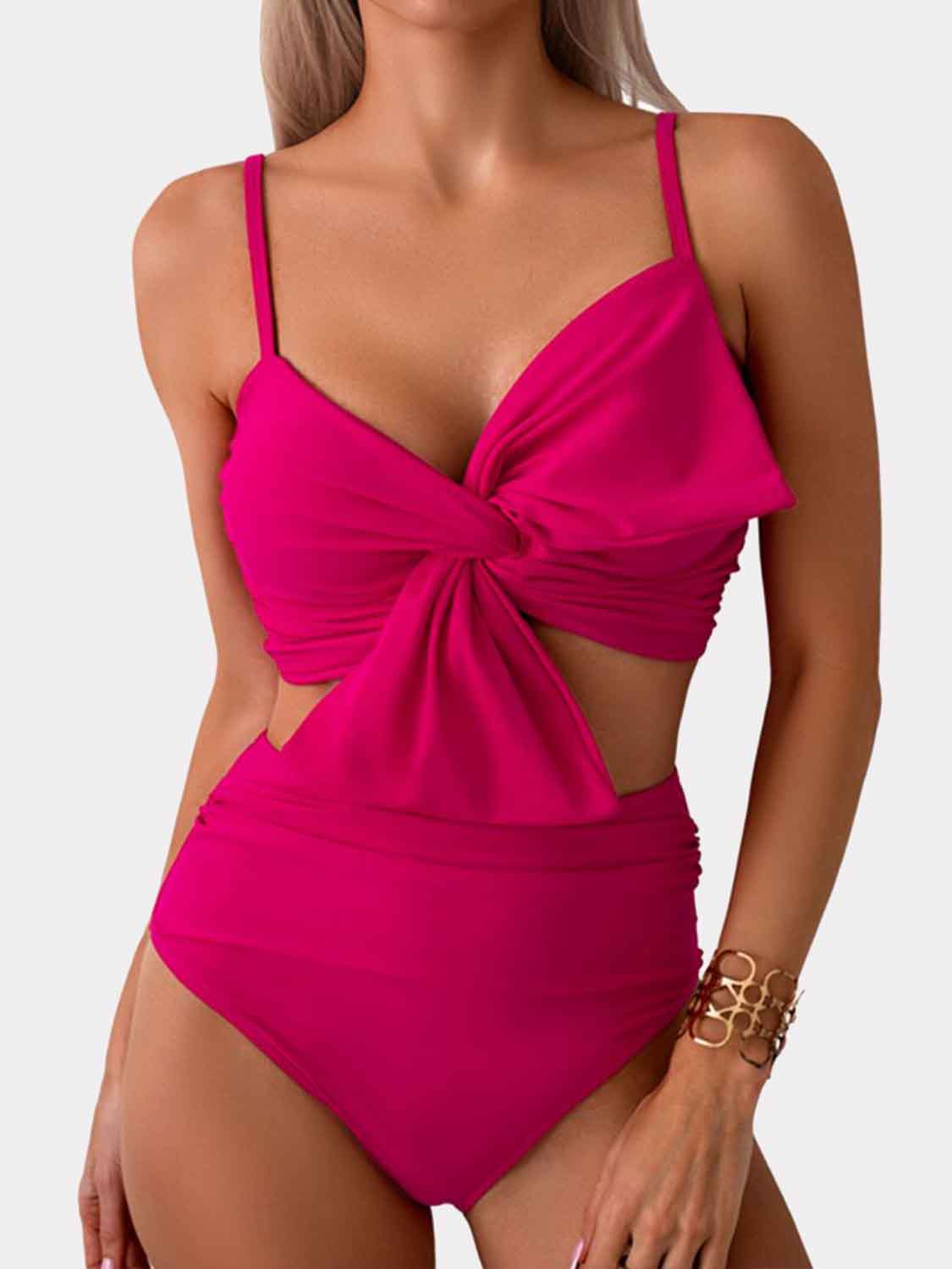 Twisted Spaghetti Strap Bikini Set-TOPS / DRESSES-[Adult]-[Female]-Hot Pink-S-2022 Online Blue Zone Planet