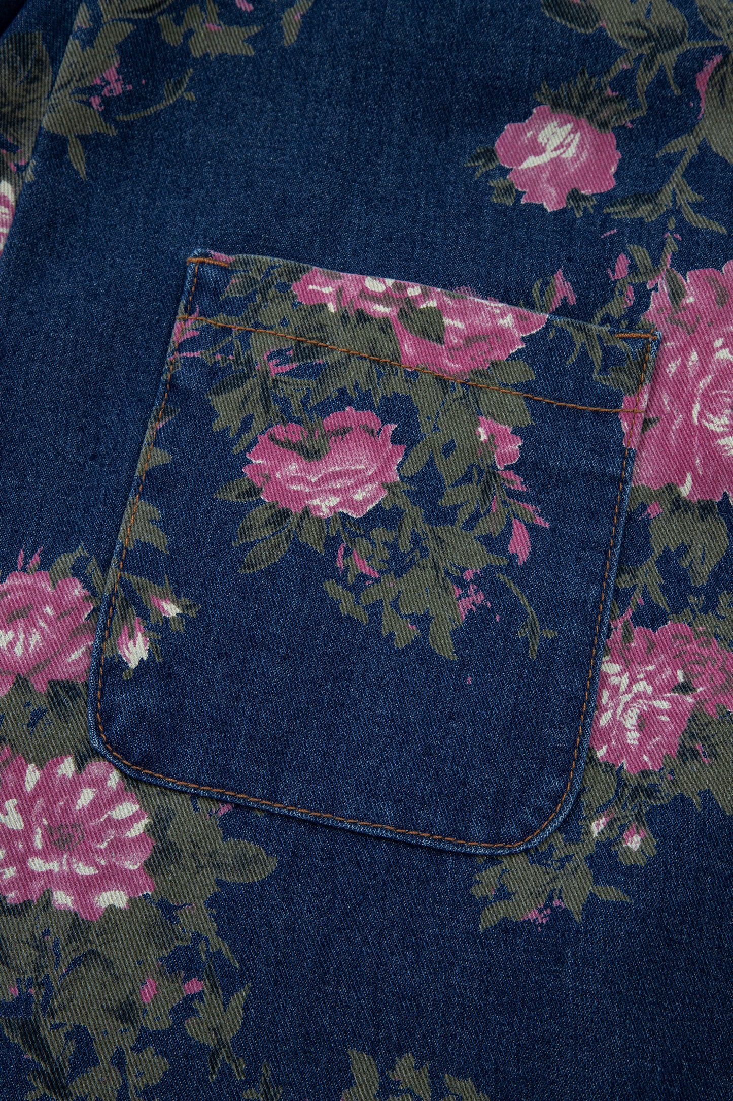 Blue Beau Floral Print Pleated High Waist Wide Leg Denim Jumpsuit-Bottoms/Jumpsuits & Rompers-[Adult]-[Female]-2022 Online Blue Zone Planet