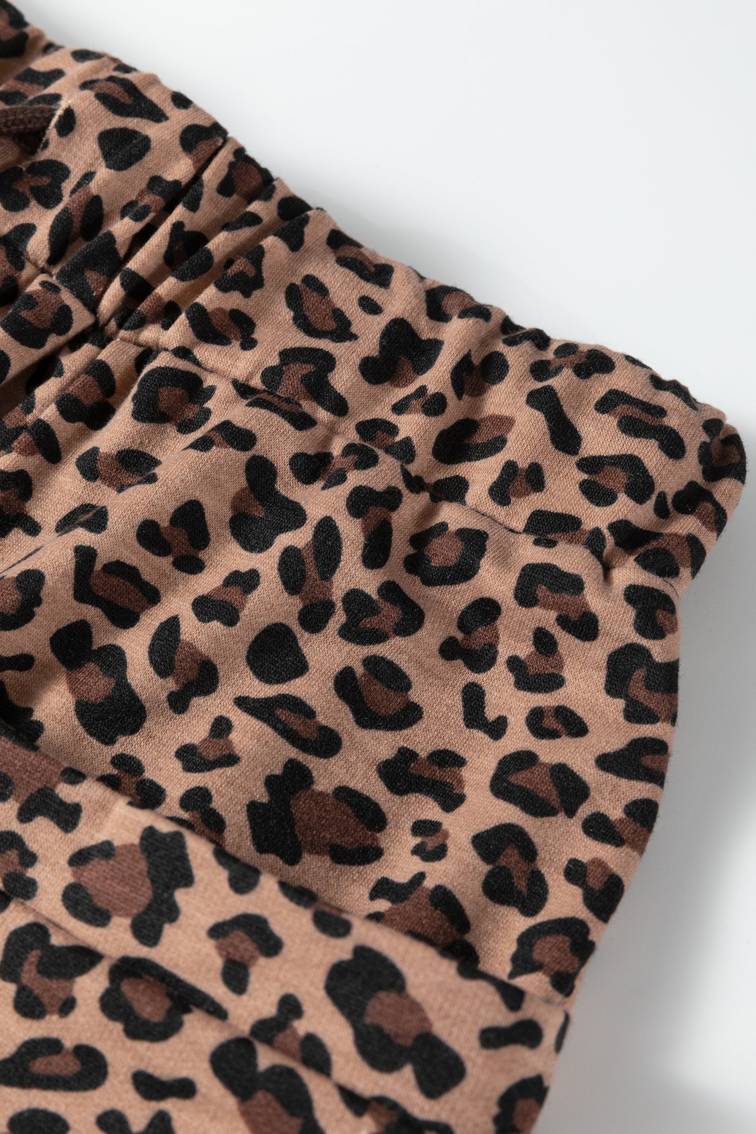 Brown Leopard Loose Tee Drawstring Waist Barrel Pants Set-Two Piece Sets/Pant Sets-[Adult]-[Female]-2022 Online Blue Zone Planet