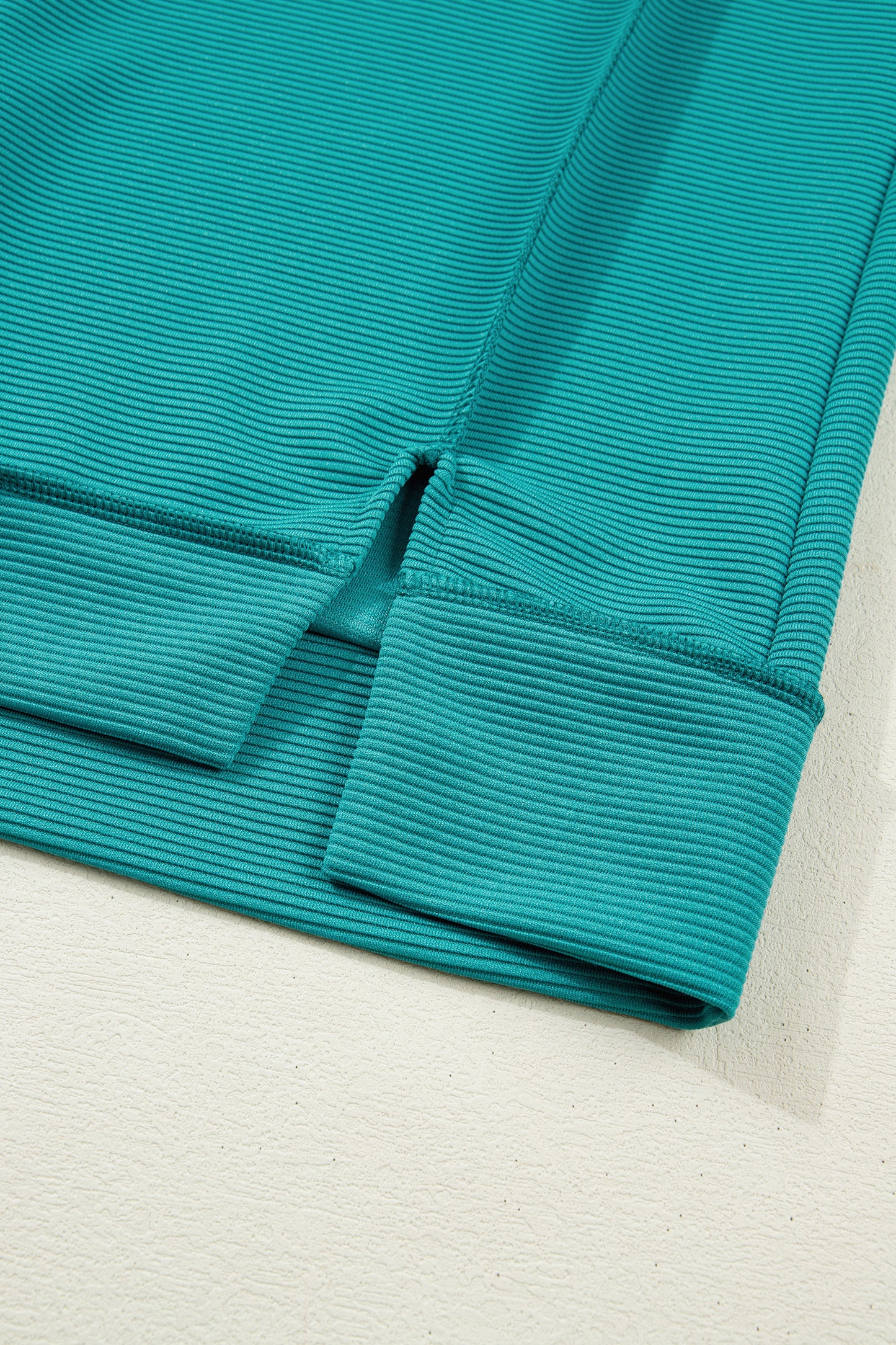Sea Green Horizontal Ribbed Exposed Seam Detail Drop Shoulder Baggy Pullover-Tops/Long Sleeve Tops-[Adult]-[Female]-2022 Online Blue Zone Planet