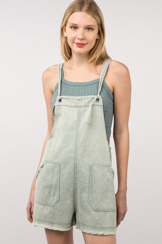 VERY J Washed Frayed Hem Denim Overall-TOPS / DRESSES-[Adult]-[Female]-Sage-S-2022 Online Blue Zone Planet