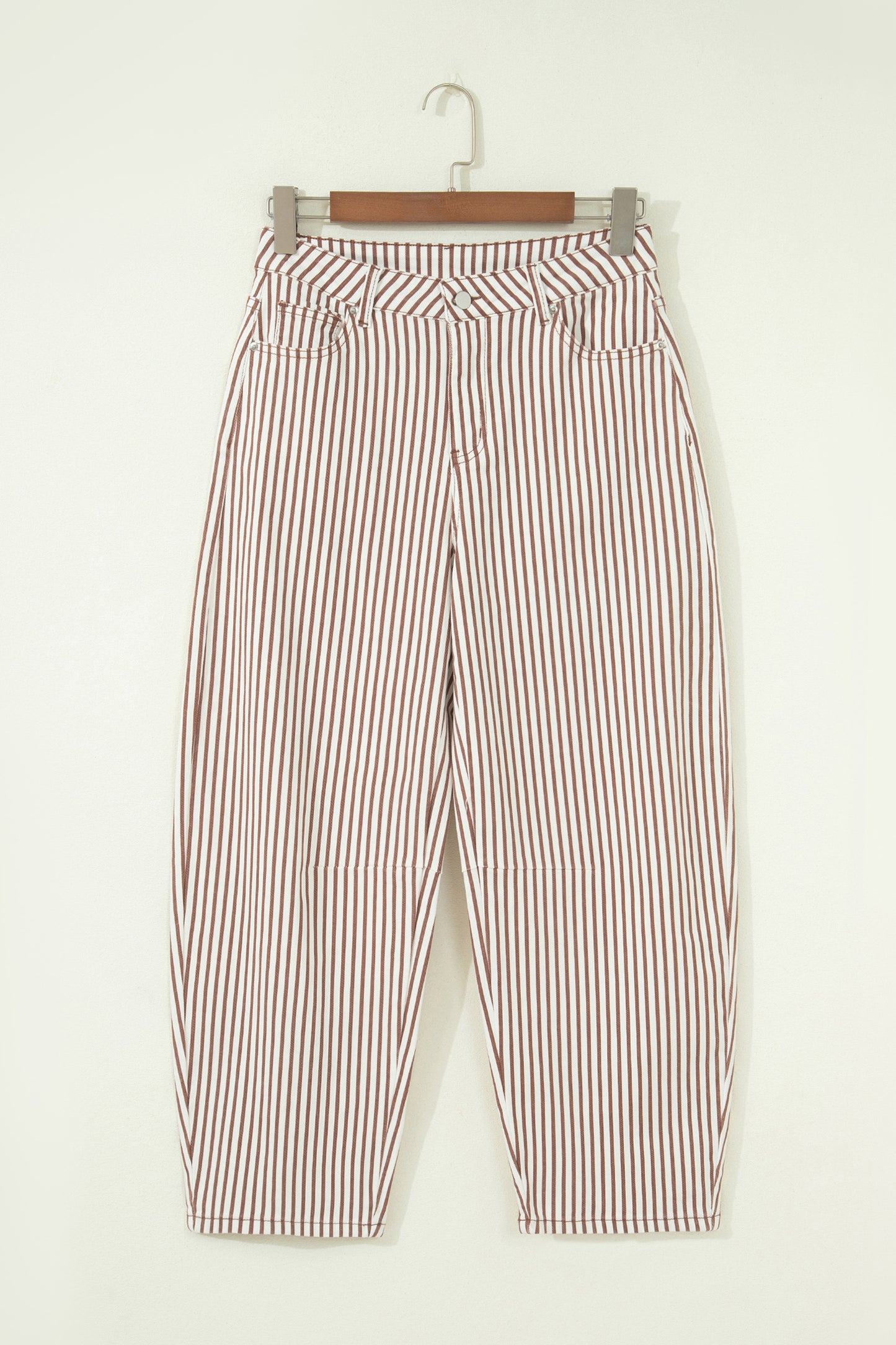 Brown Stripe Casual Barrel Jeans-Bottoms/Jeans-[Adult]-[Female]-2022 Online Blue Zone Planet