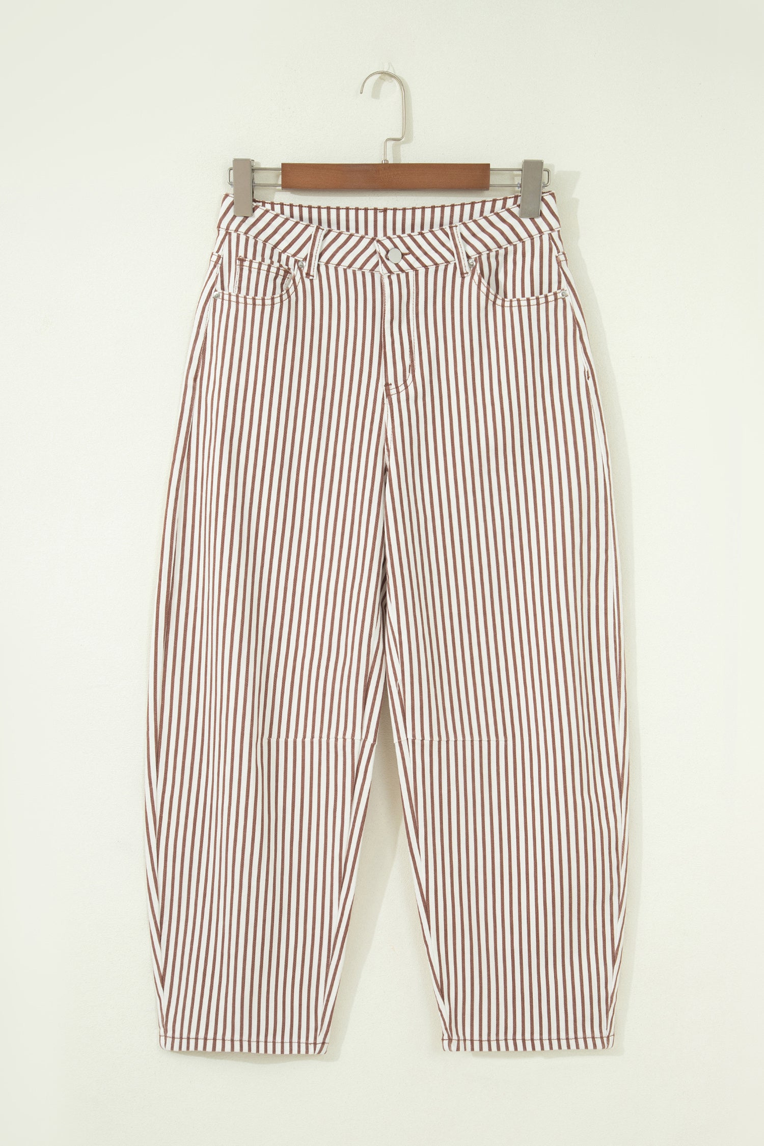 Brown Stripe Casual Barrel Jeans-Bottoms/Jeans-[Adult]-[Female]-2022 Online Blue Zone Planet