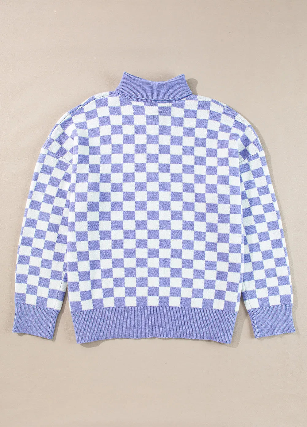 Plus Size Checkered Collared Neck Long Sleeve Sweater-TOPS / DRESSES-[Adult]-[Female]-2022 Online Blue Zone Planet