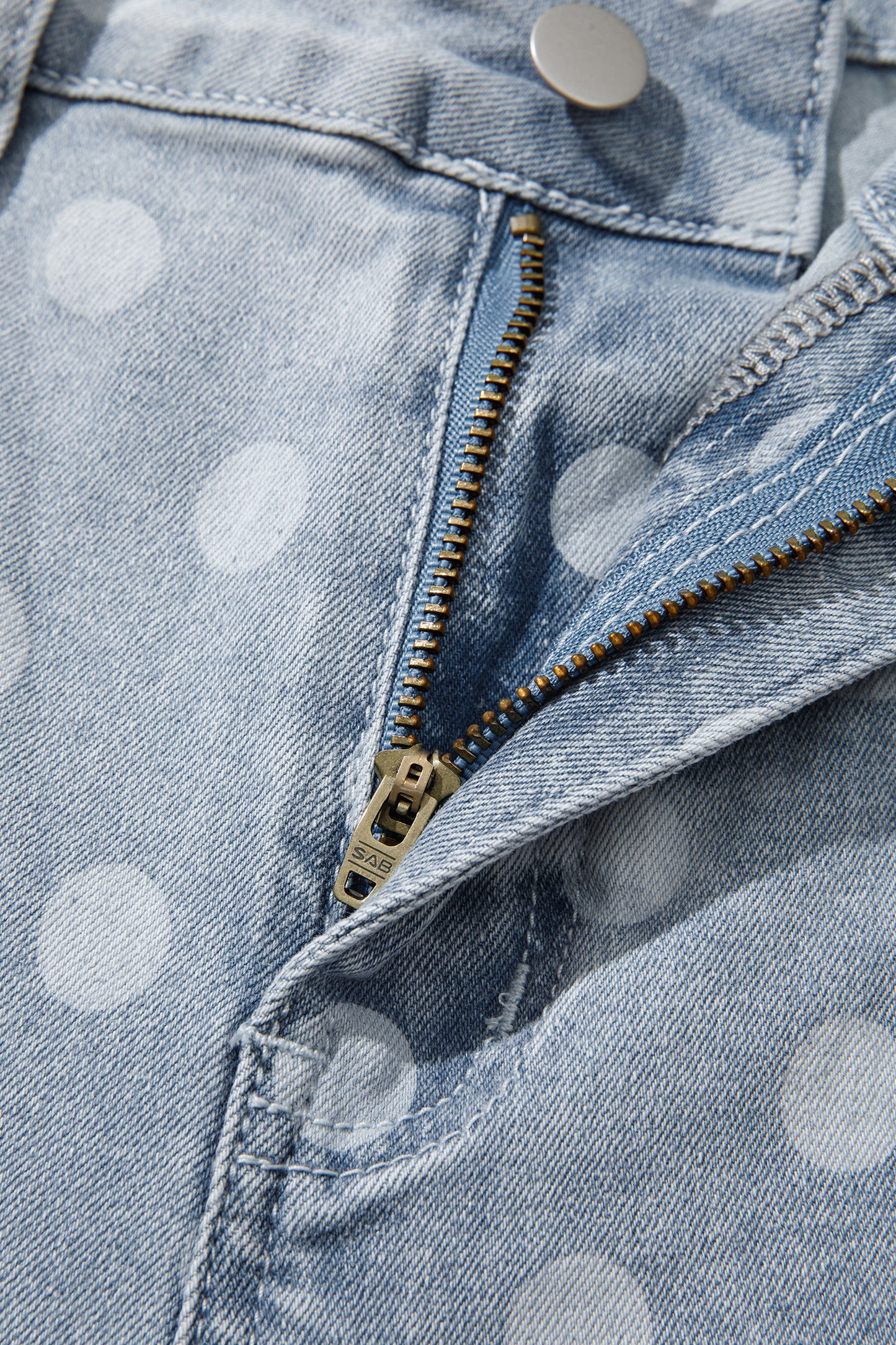 Sky Blue Polka Dot Casual Slim Fit Jeans