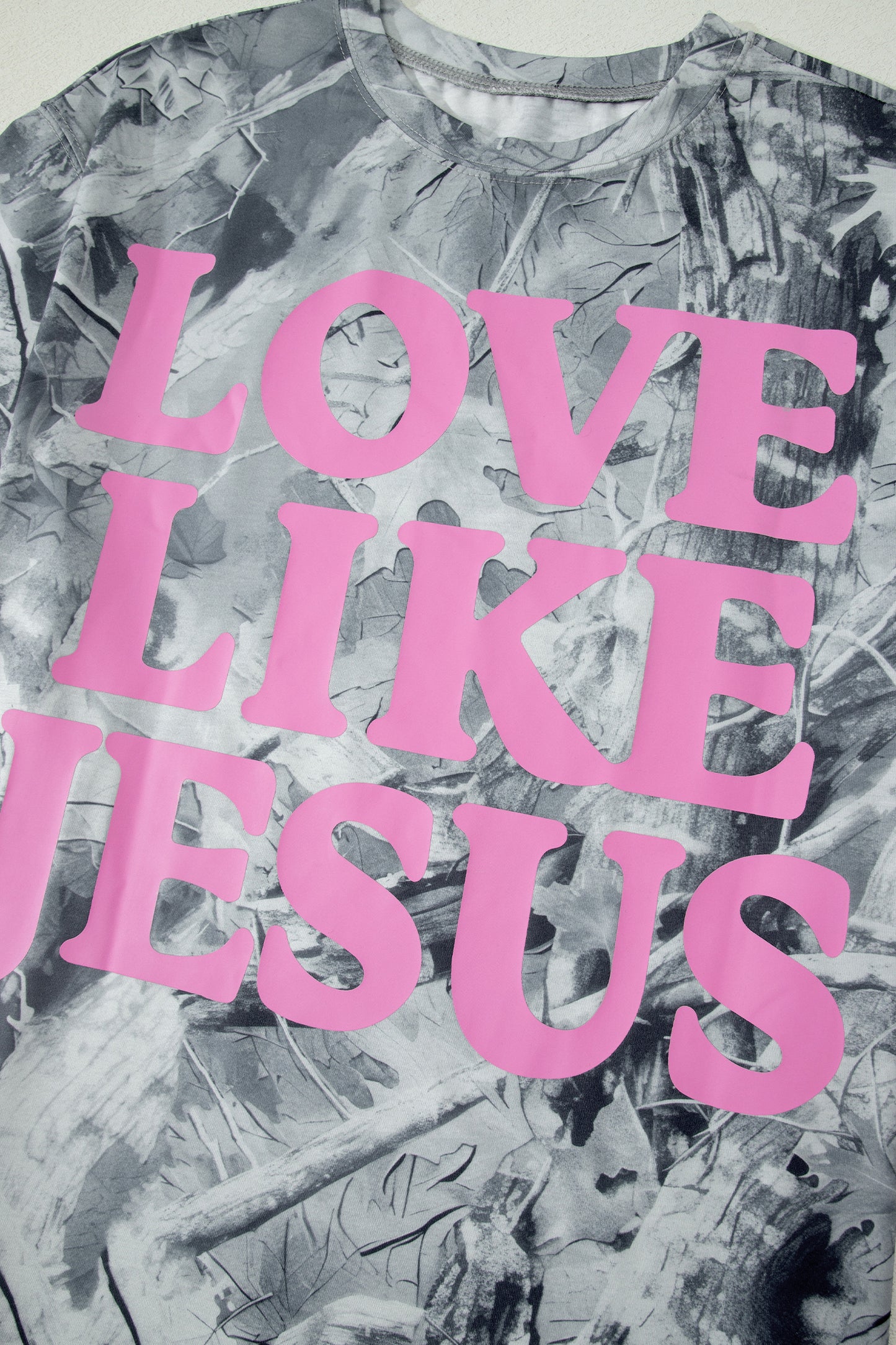 Beige Camo Woodland Love Like Jesus Casual Tee-Tops/Tops & Tees-[Adult]-[Female]-2022 Online Blue Zone Planet