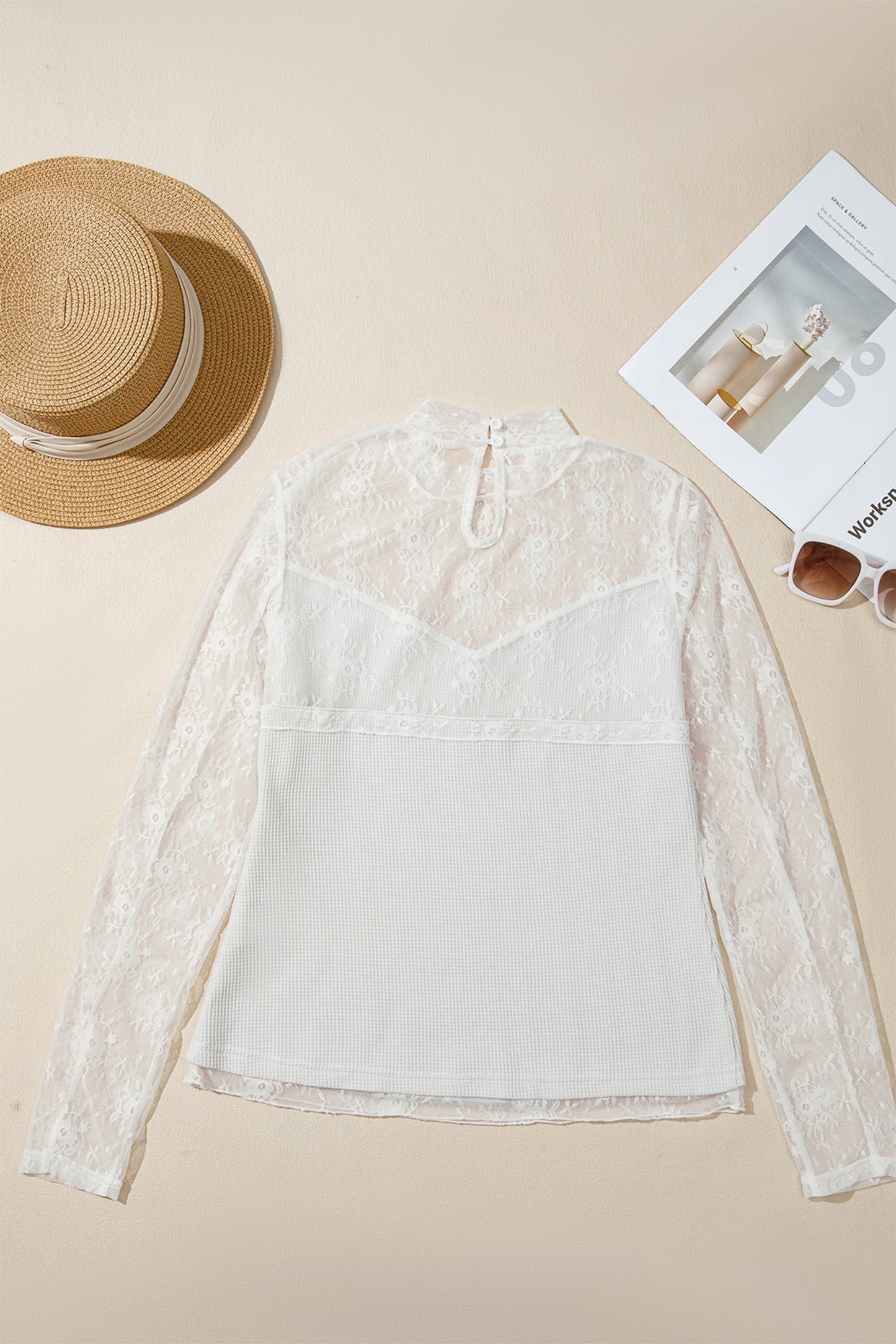 Jet Stream Lace Mesh Long Sleeve Top