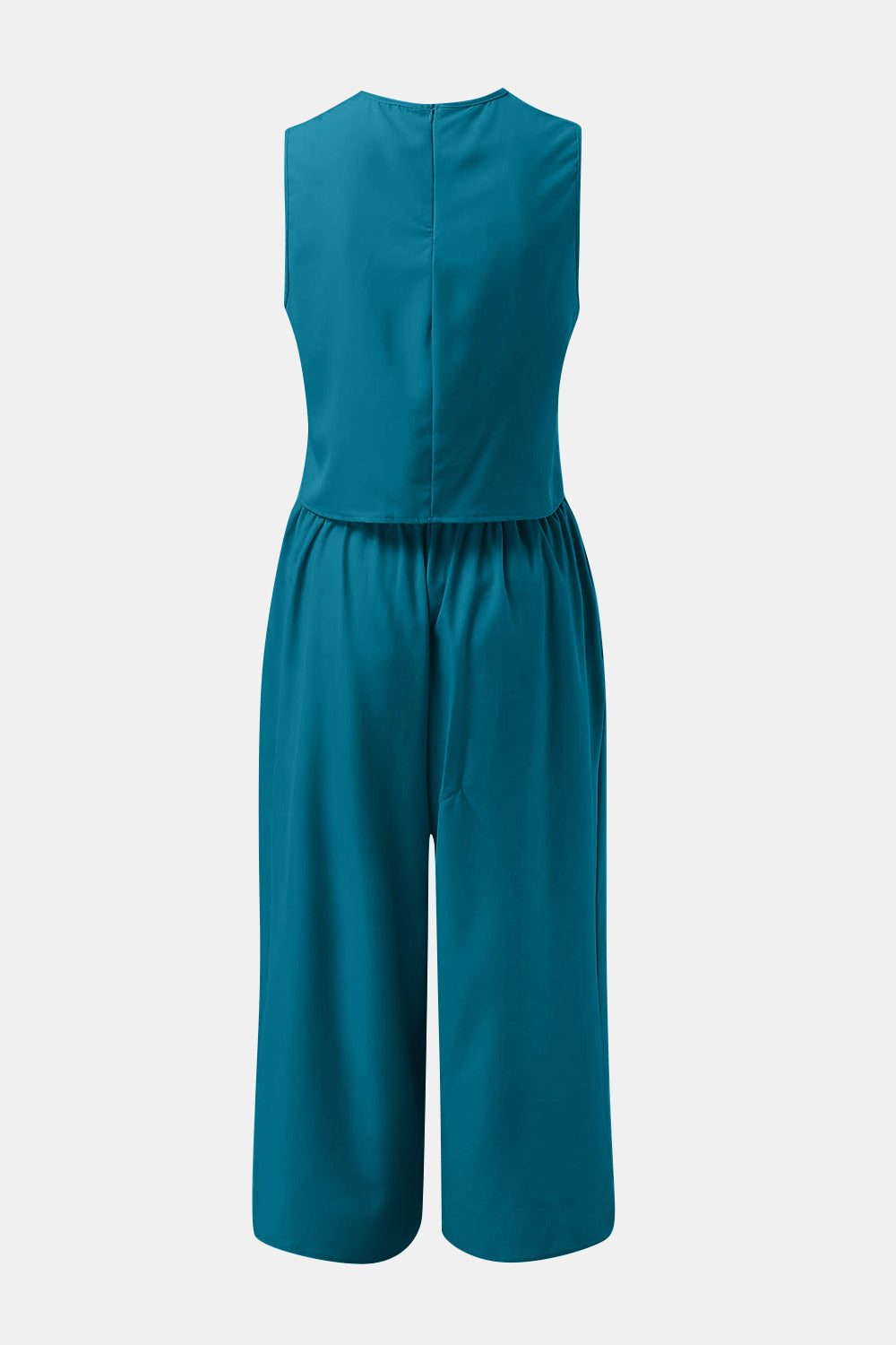 Round Neck Top and Wide Leg Pants Set-TOPS / DRESSES-[Adult]-[Female]-2022 Online Blue Zone Planet