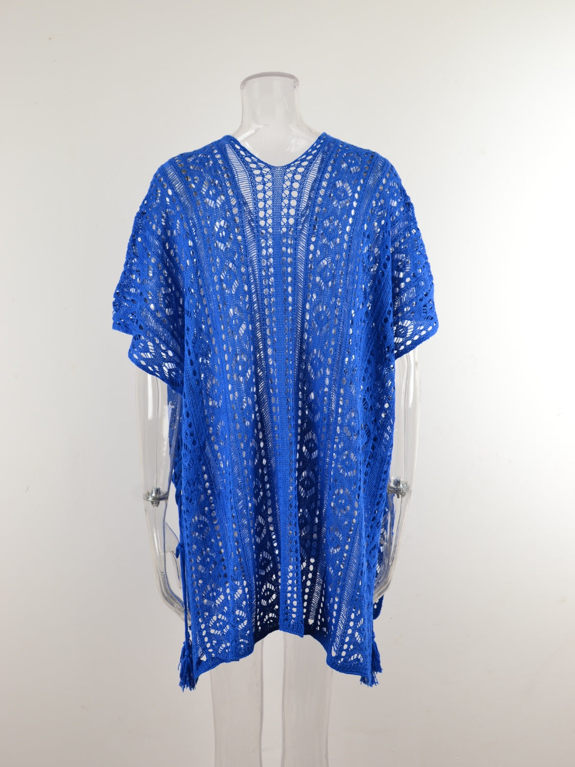 Blue Zone Planet | Cutout V-Neck Cover-Up with Tassel-TOPS / DRESSES-[Adult]-[Female]-2022 Online Blue Zone Planet